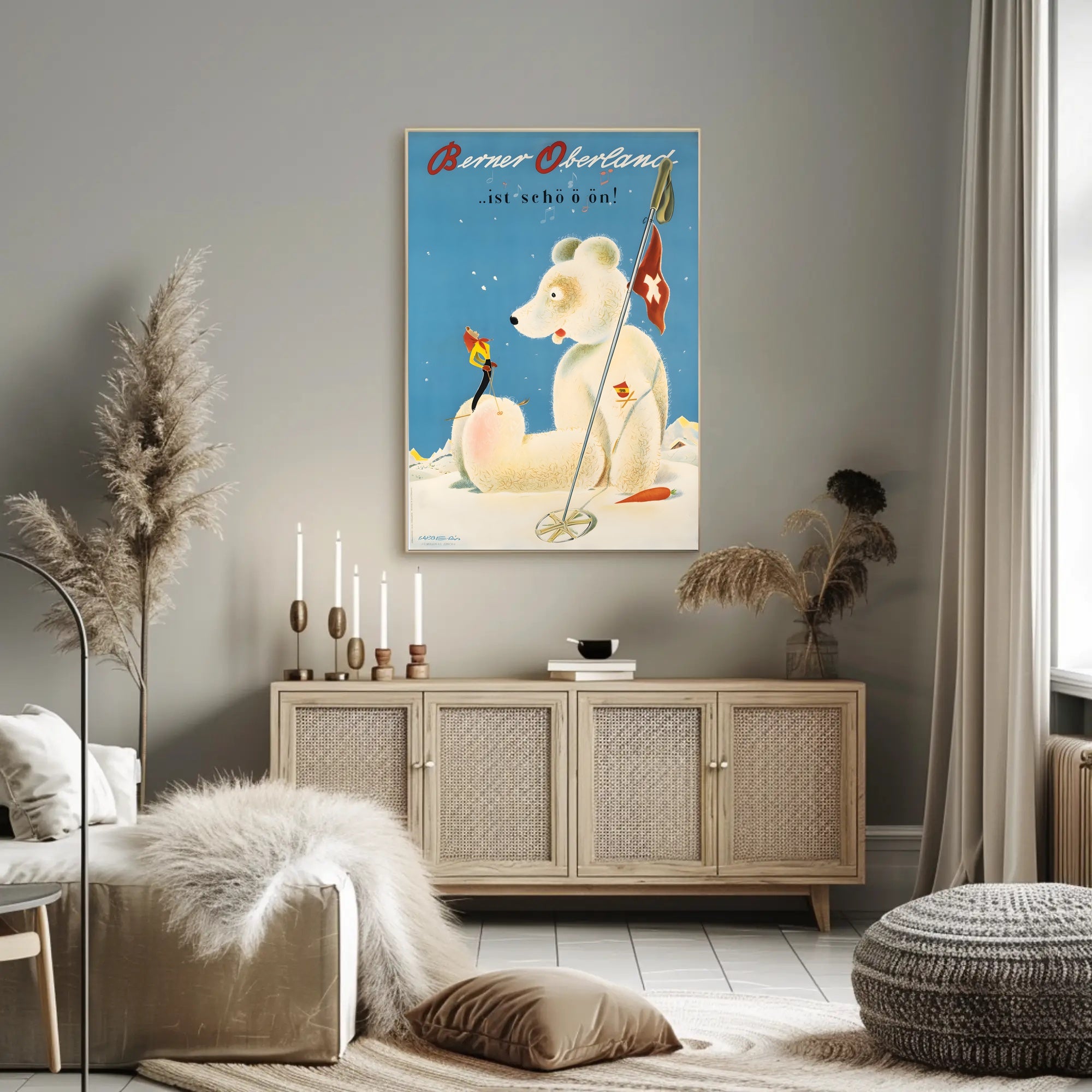 Whimsical Ski Adventure in Alpine Wonderland Travel Poster PosterGoat