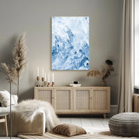 Serene Blue Abstract Marble Waves Art Poster