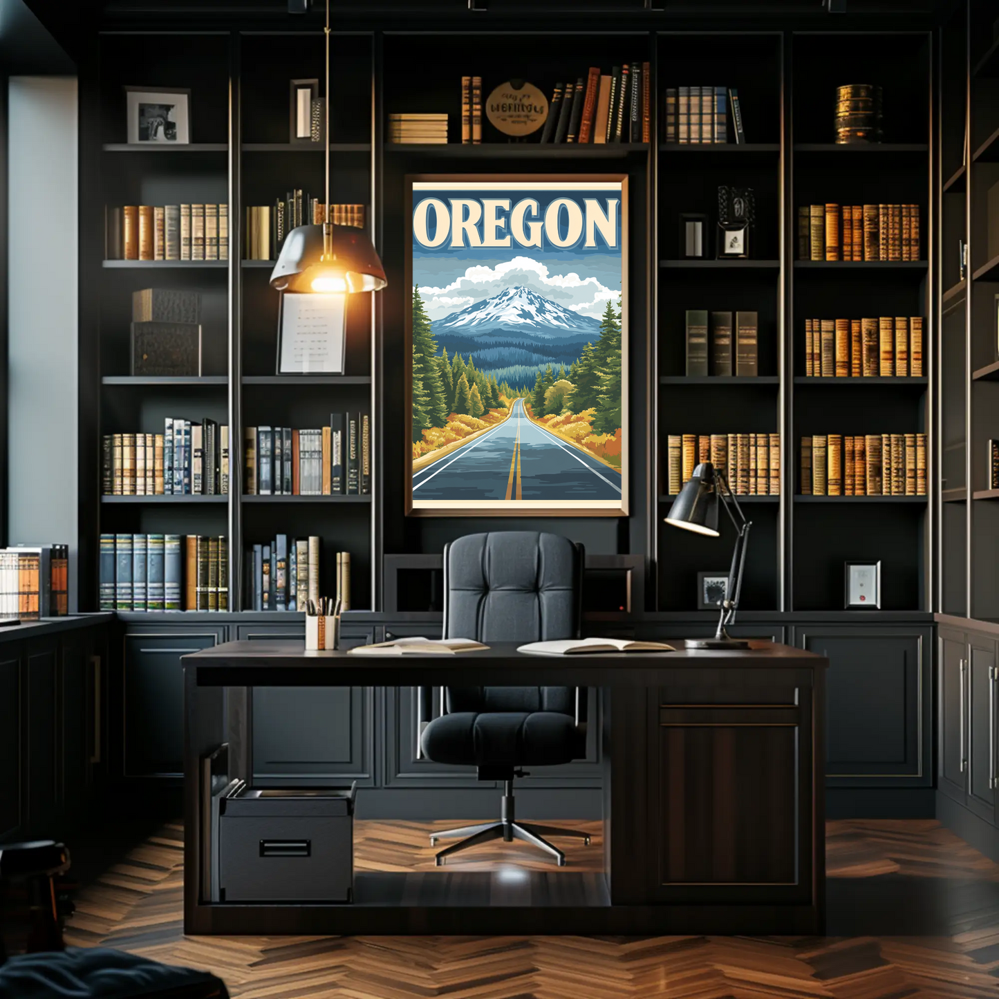 Oregon Vintage Poster - Scenic Mountain Road