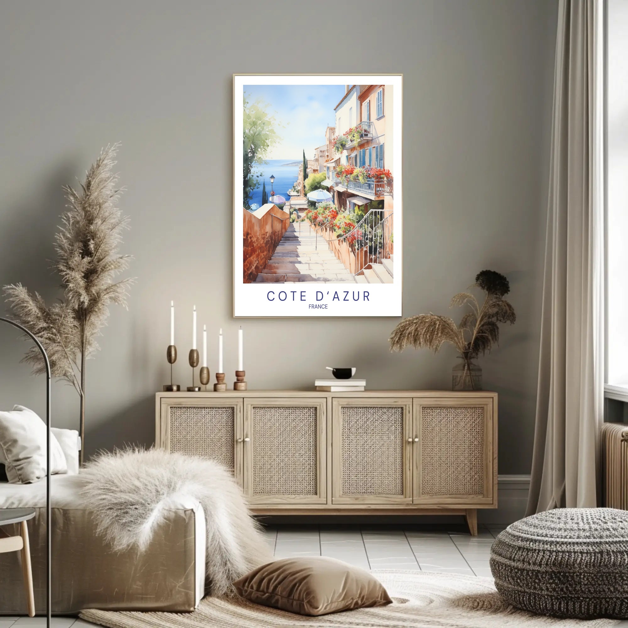 Côte d'Azur Watercolor Scenic Travel Poster PosterGoat