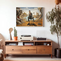 Introspective Surreal Landscape with Formal Figure: Artistic Poster