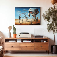 Surreal Dreamscape with Mechanical Head - Artistic Poster