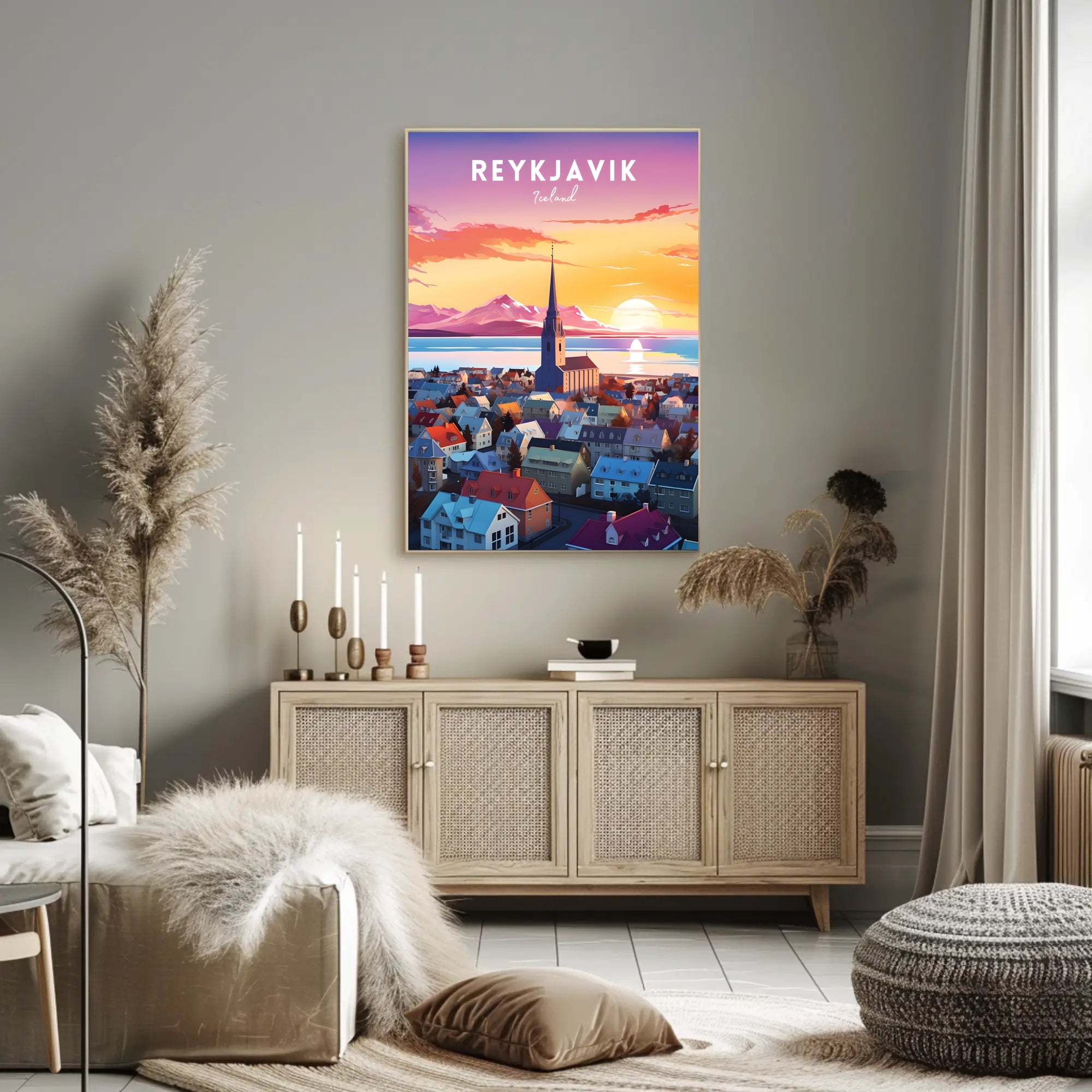 Reykjavik at Sunset Poster