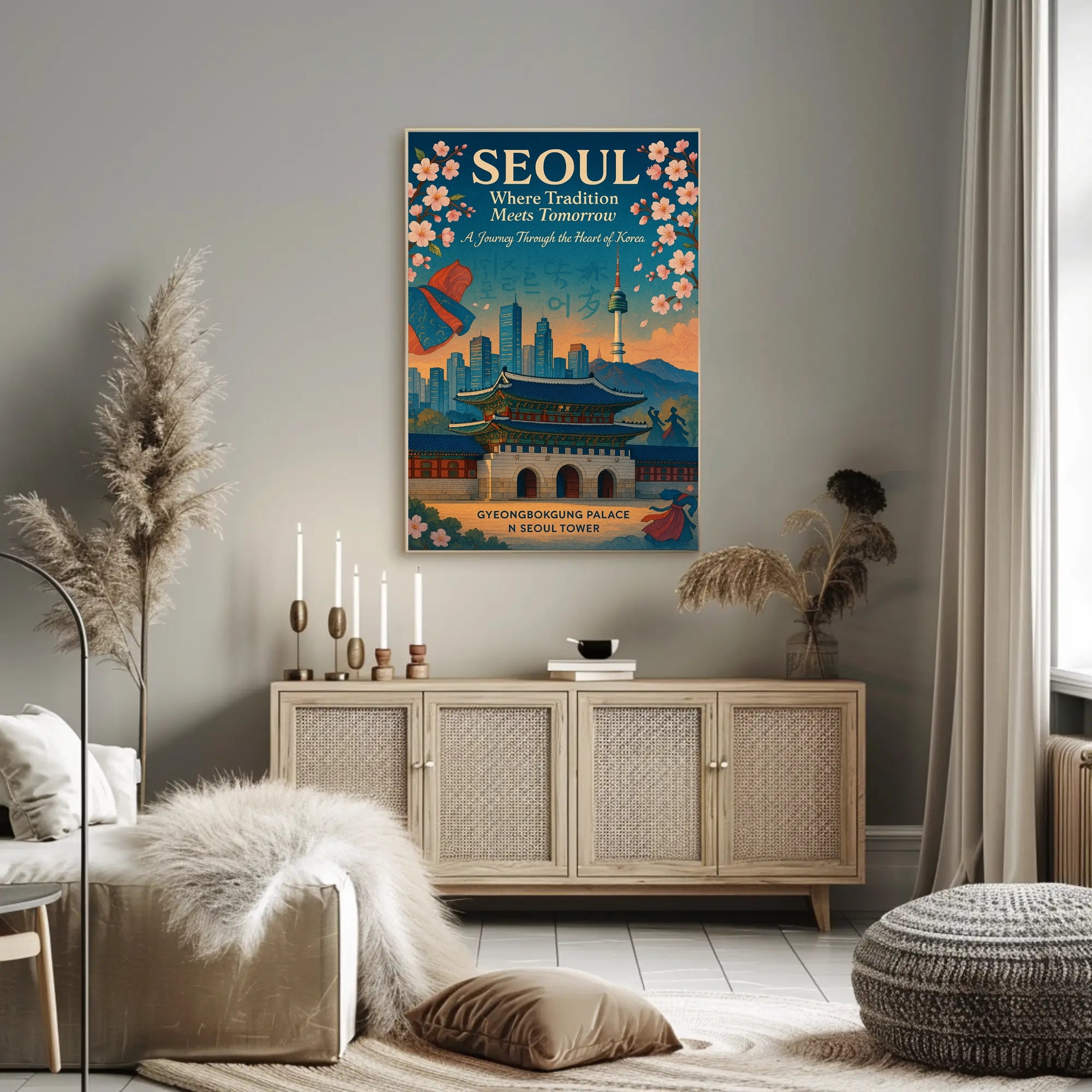 Seoul Travel Poster Modern Cityscape Wall Art