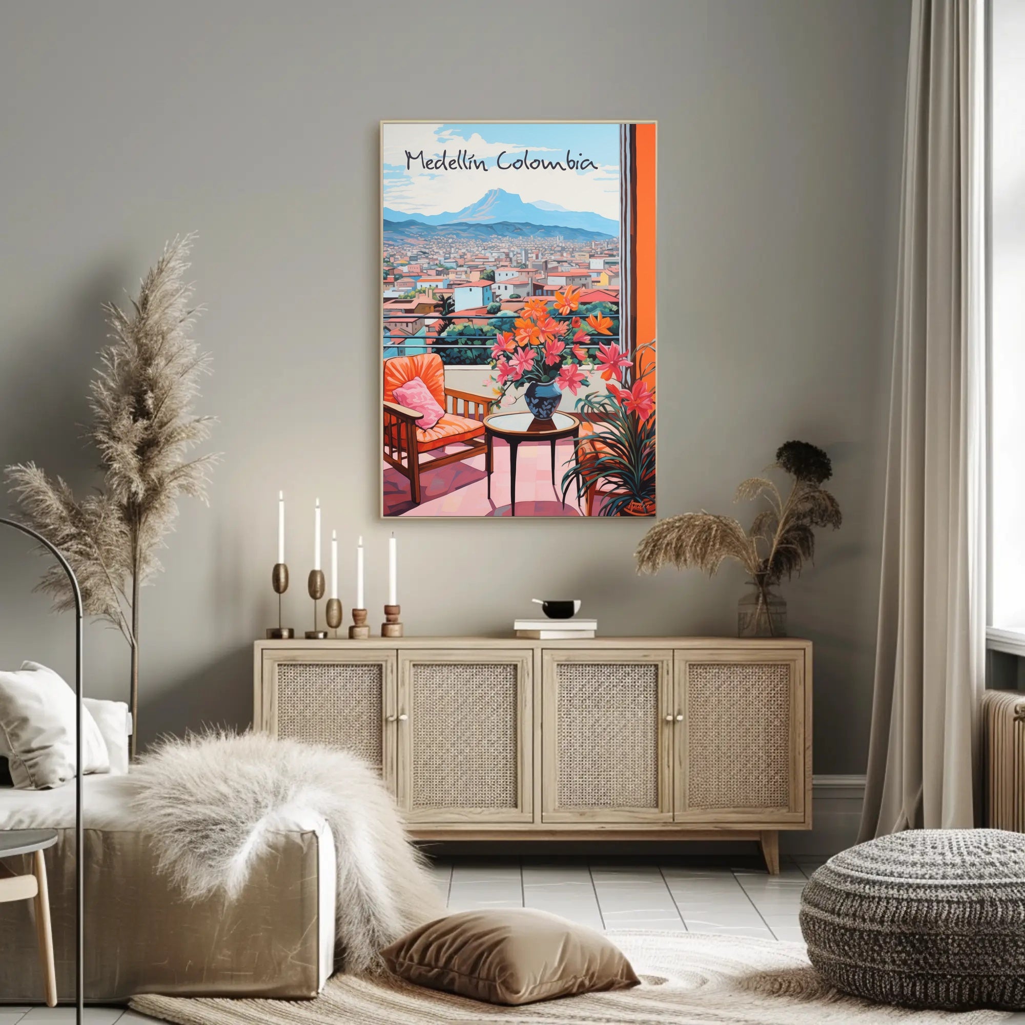 Medellín Balcony View with Vibrant Cityscape Poster