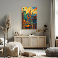 New York City Icons Landmarks Poster Abstract Wall Art