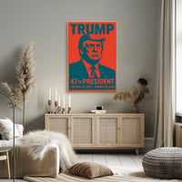 Donald Trump Visionary Leader Patriotism Flag Minimalist Pop Art Inspiring Poster