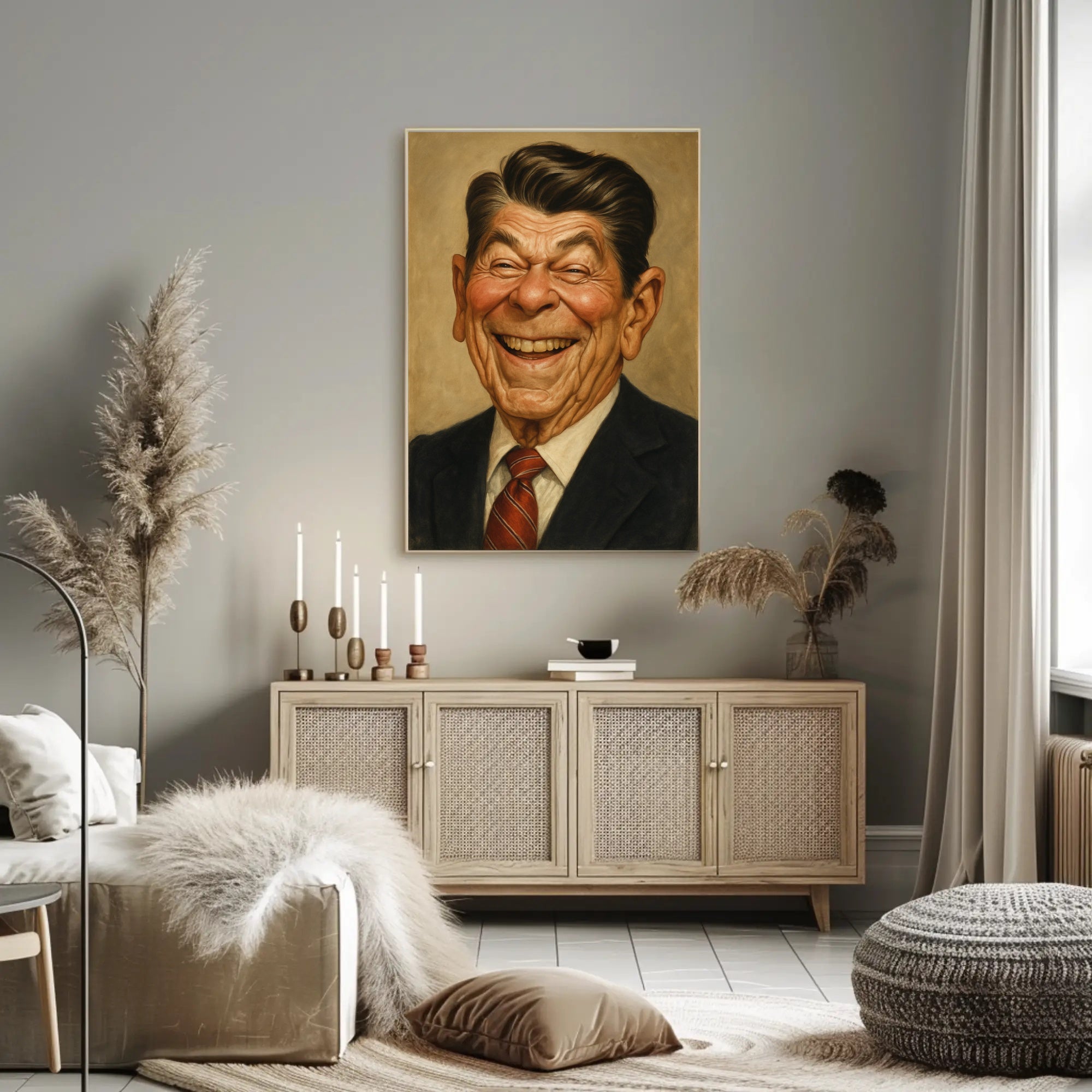 Ronald Reagan Caricature Poster PosterGoat