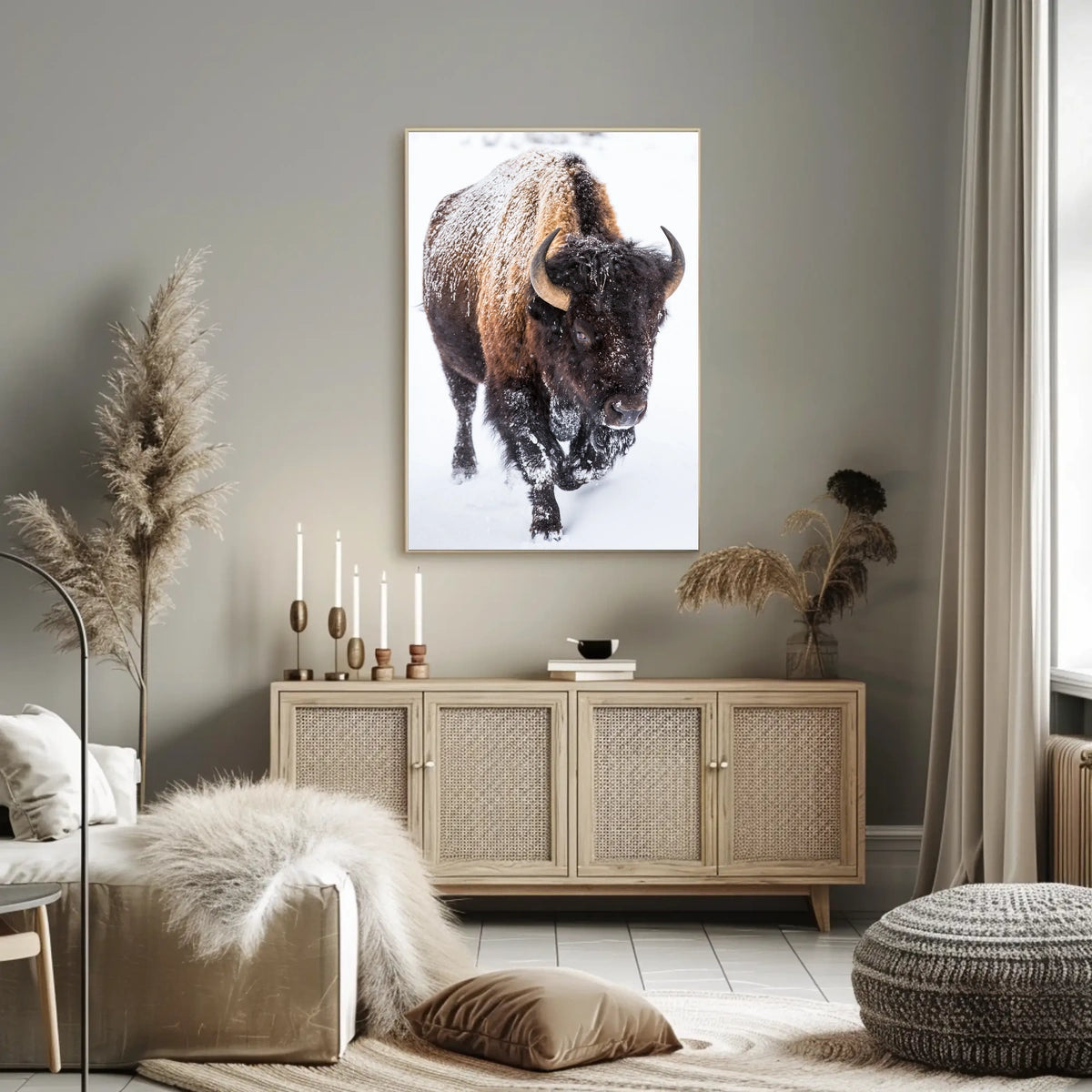 Majestic Bison in Snowy Wilderness Art Print