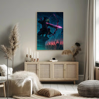 Neon Vigilante in Cyberpunk City Futuristic Sci-Fi Poster
