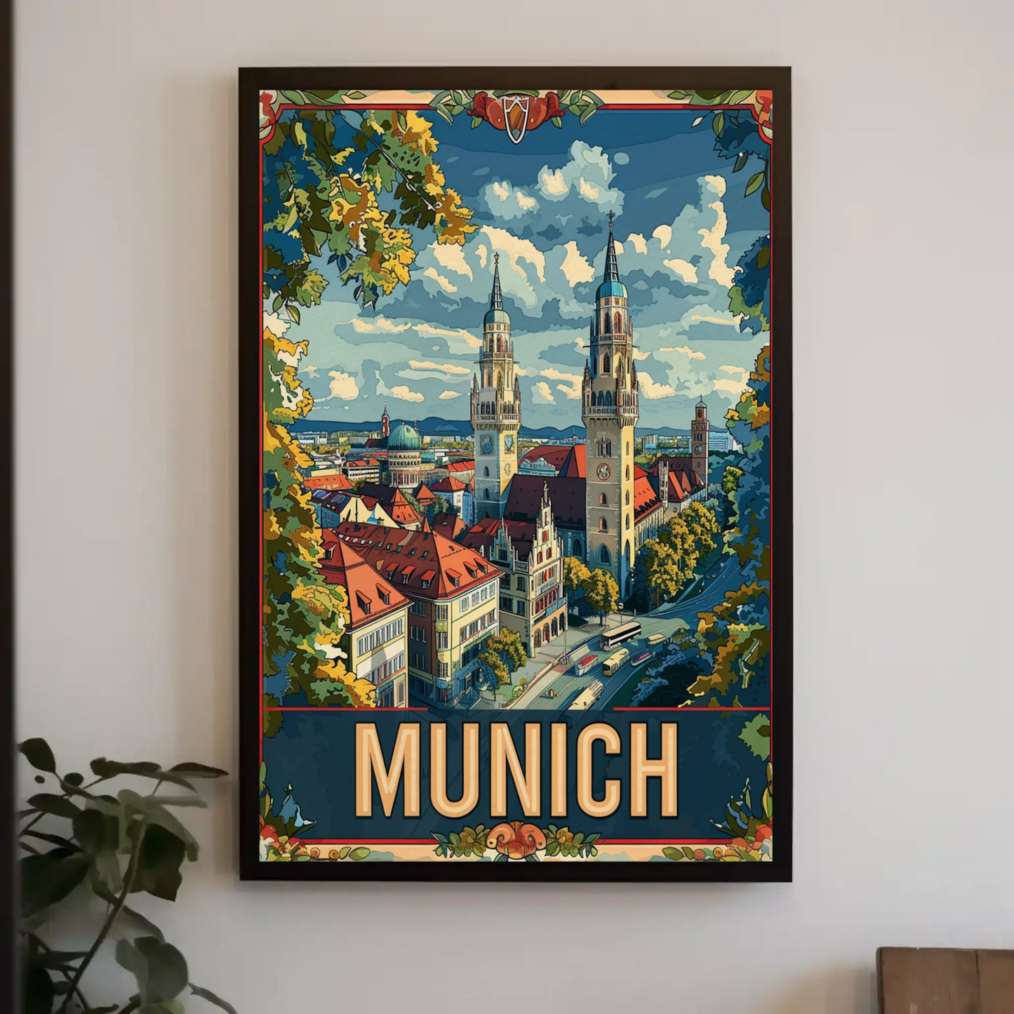 Munich Towers Panorama Germany Travel Poster