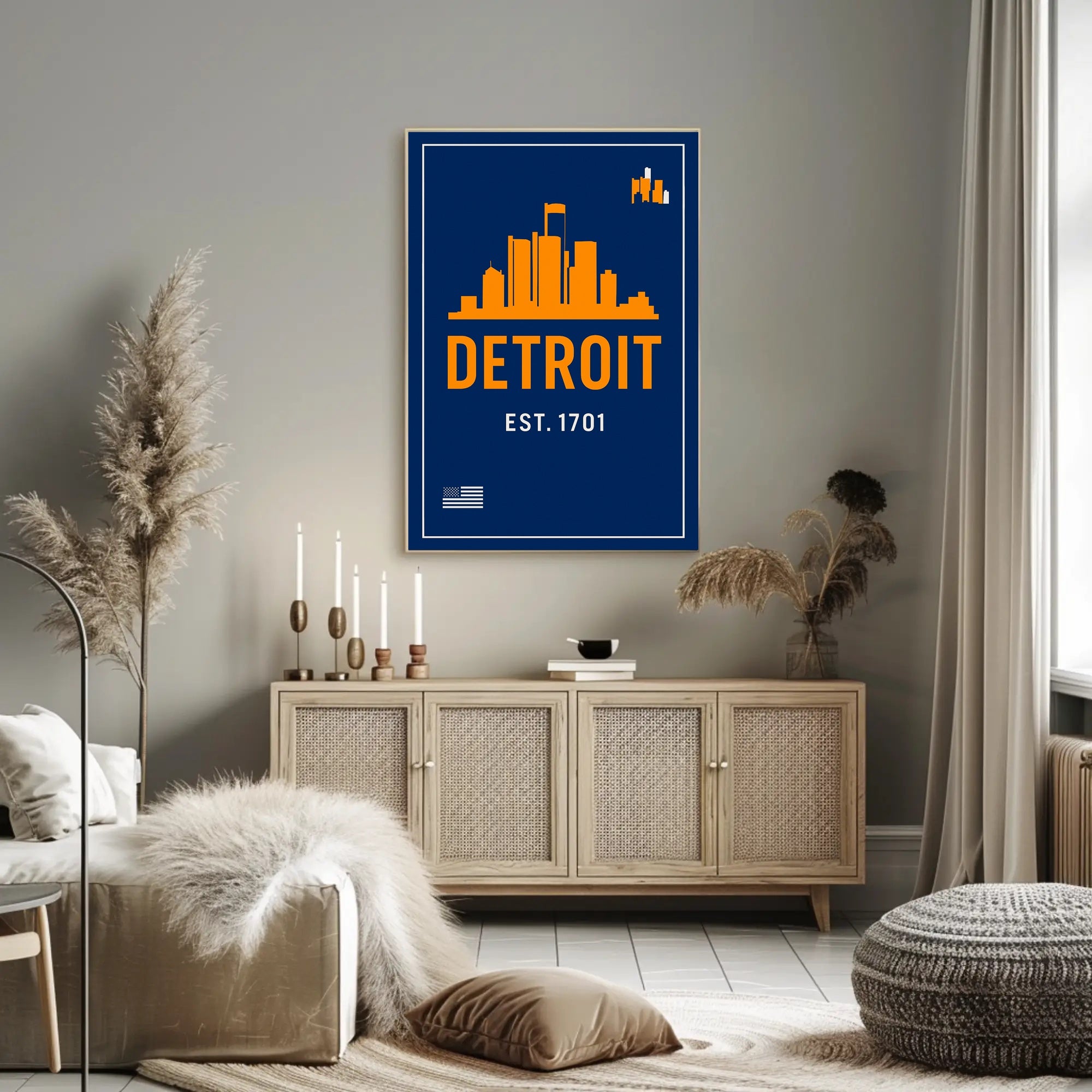 Detroit Skyline Est. 1701 Poster PosterGoat