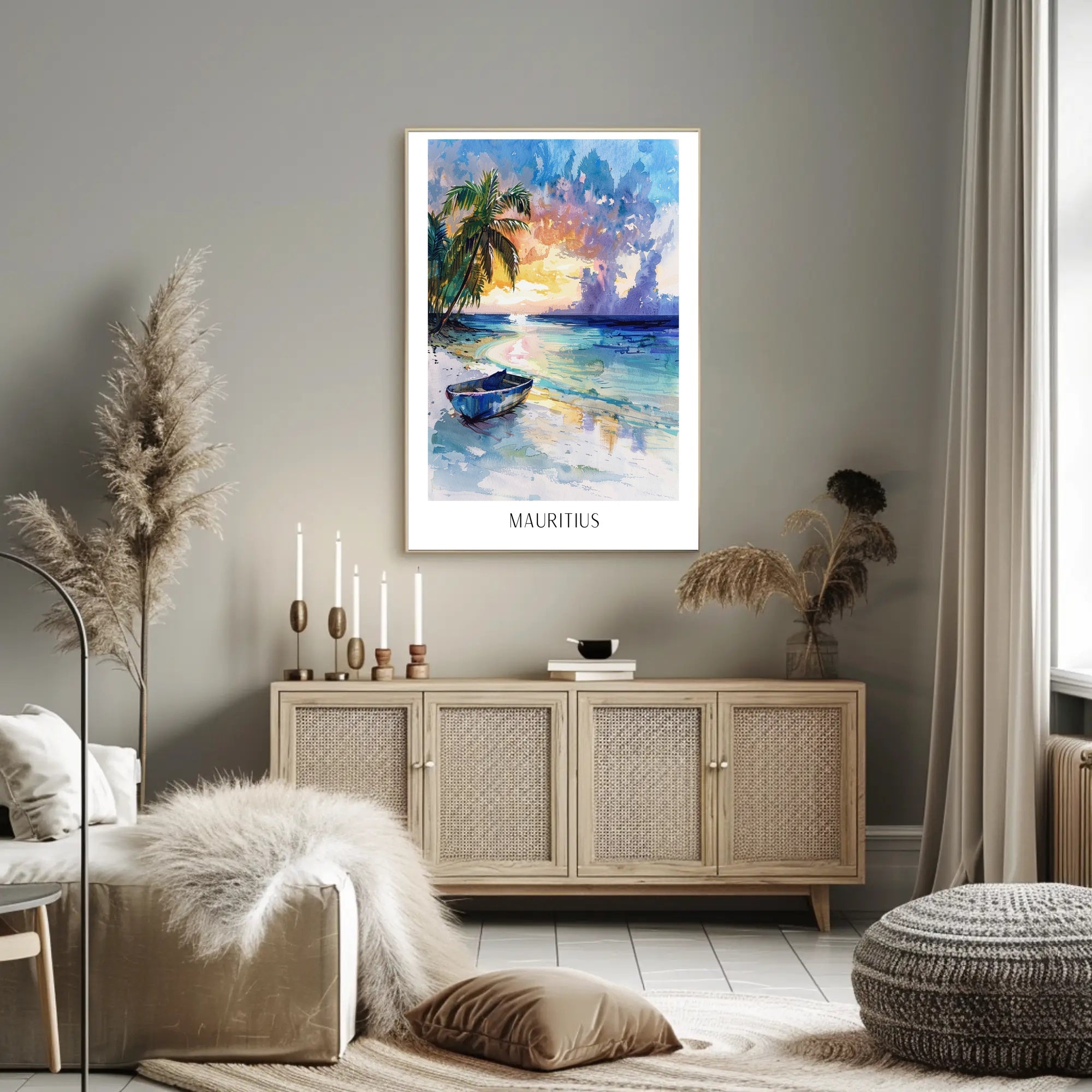 Mauritius Sunset Beach Travel Poster PosterGoat