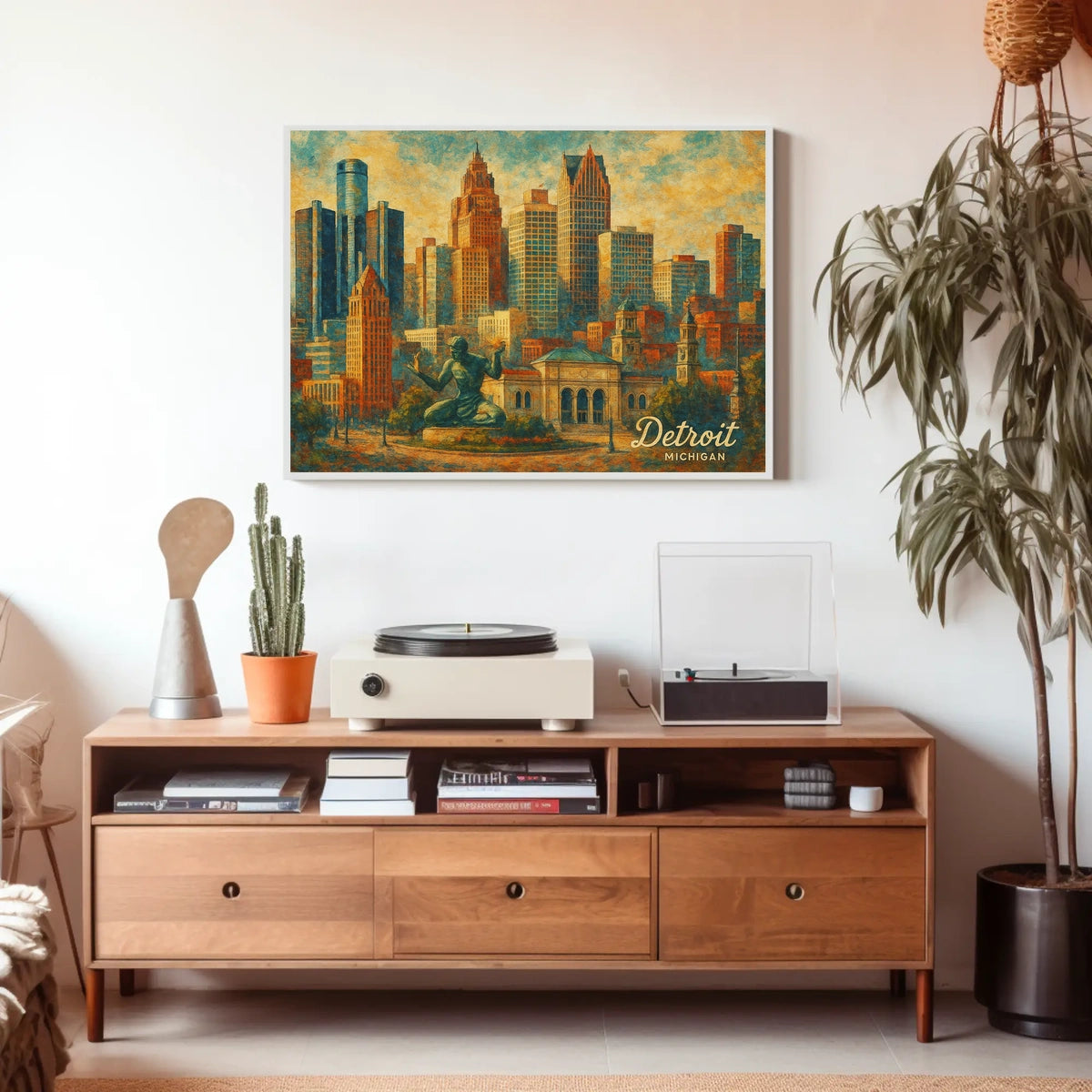 Detroit Skyline Art Poster