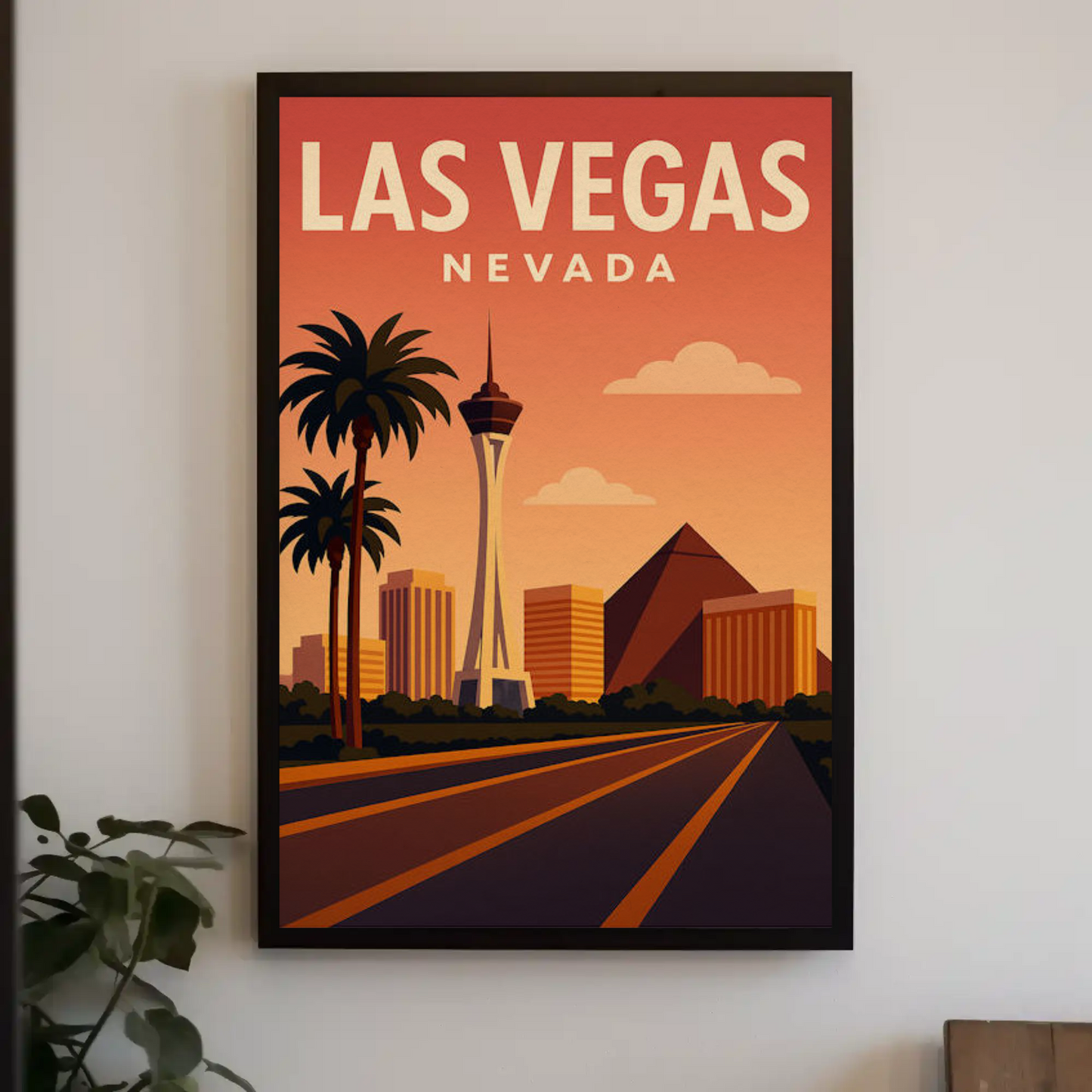 Las Vegas Nevada Skyline Stratosphere Sunset View Poster