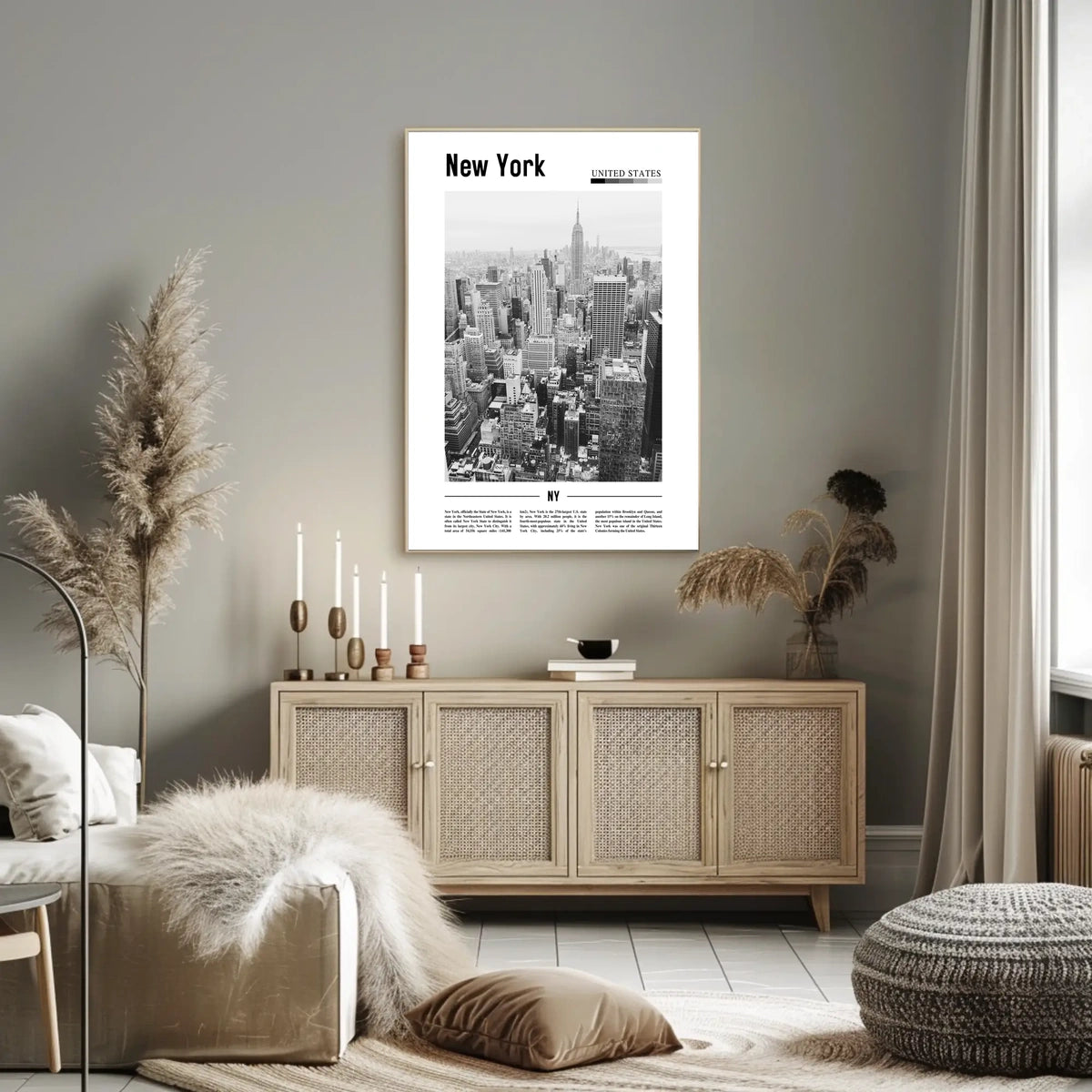 New York City Aerial Skyline Poster Modern Wall Art