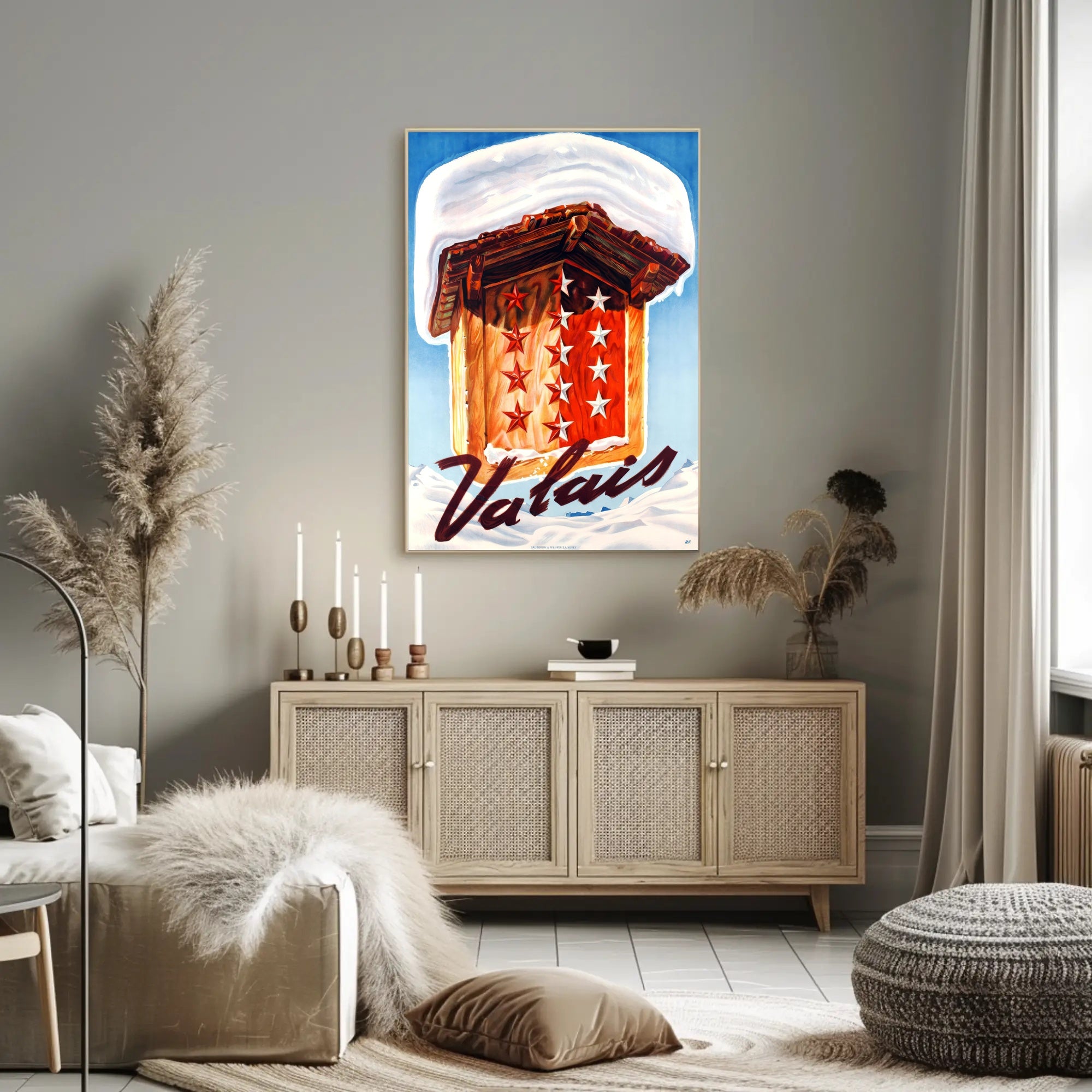 Valais Winter Chalet Art Print Cultural or Heritage Poster PosterGoat