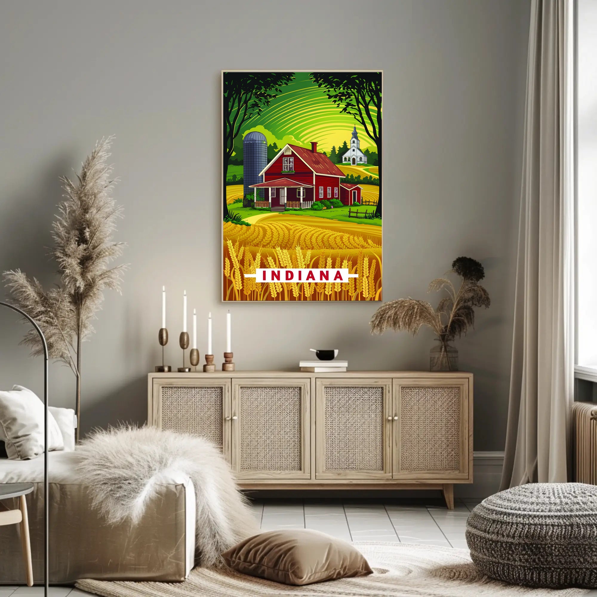 Indiana Countryside Illustration Poster
