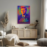 John F. Kennedy 35th President of the United States Neon Gradient Overlay Poster