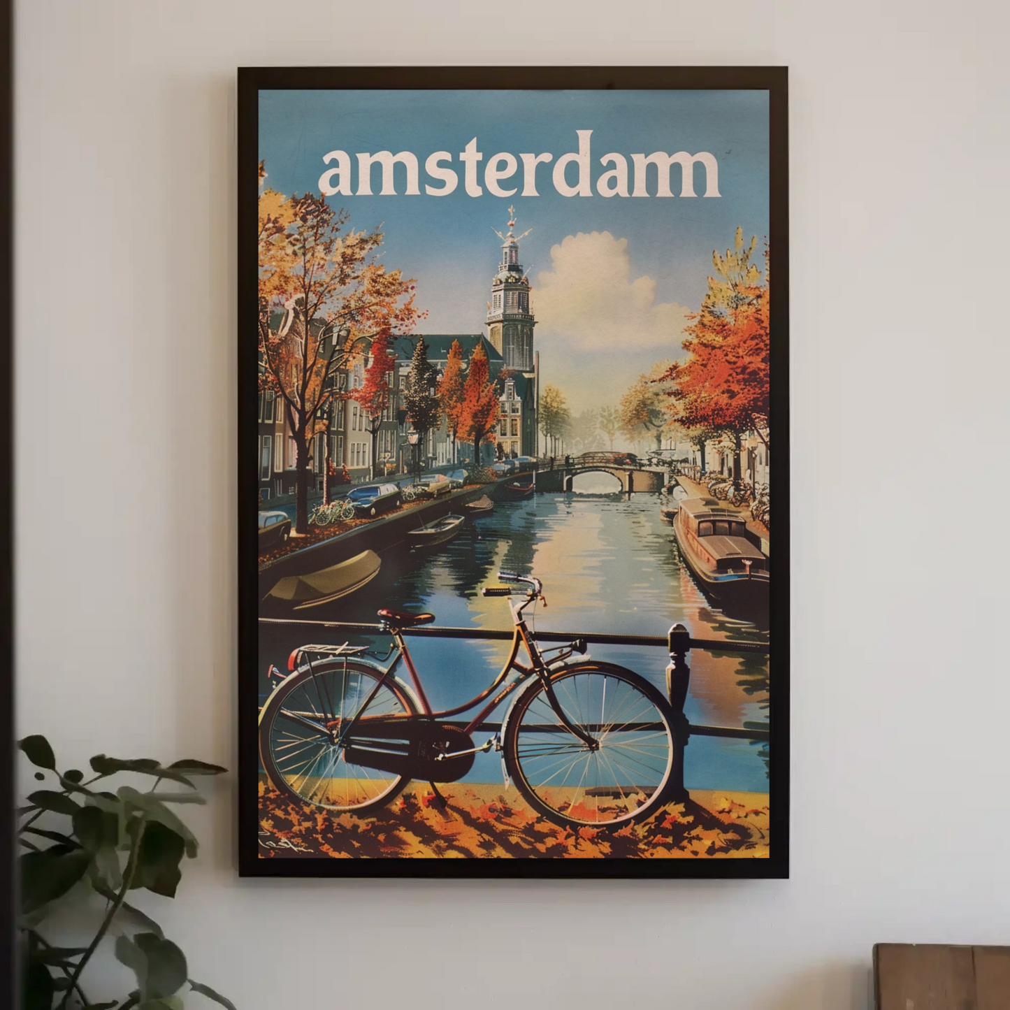 Amsterdam Autumn Canal Bike Ride Travel Poster