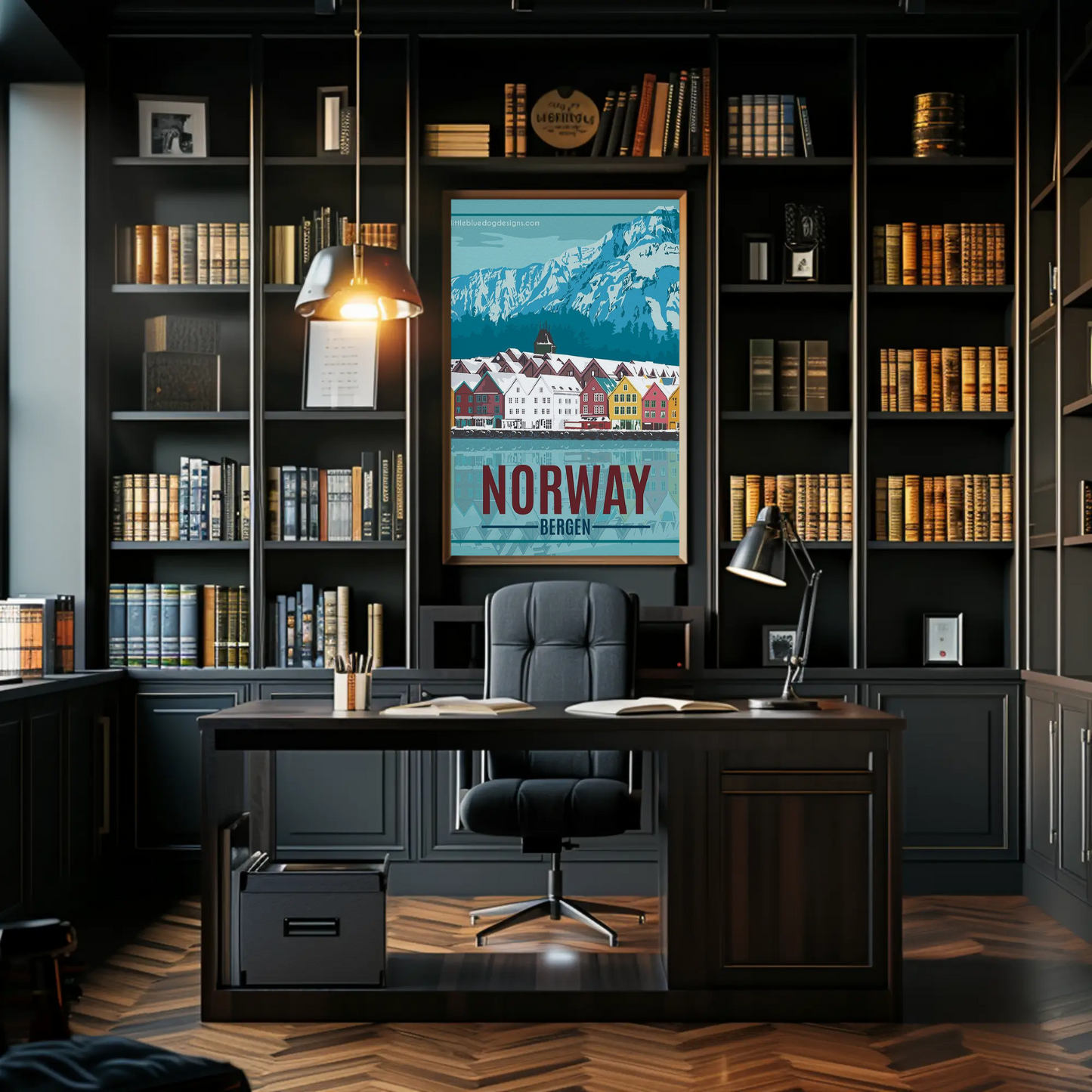 Norway Vintage Poster Bergen Winter