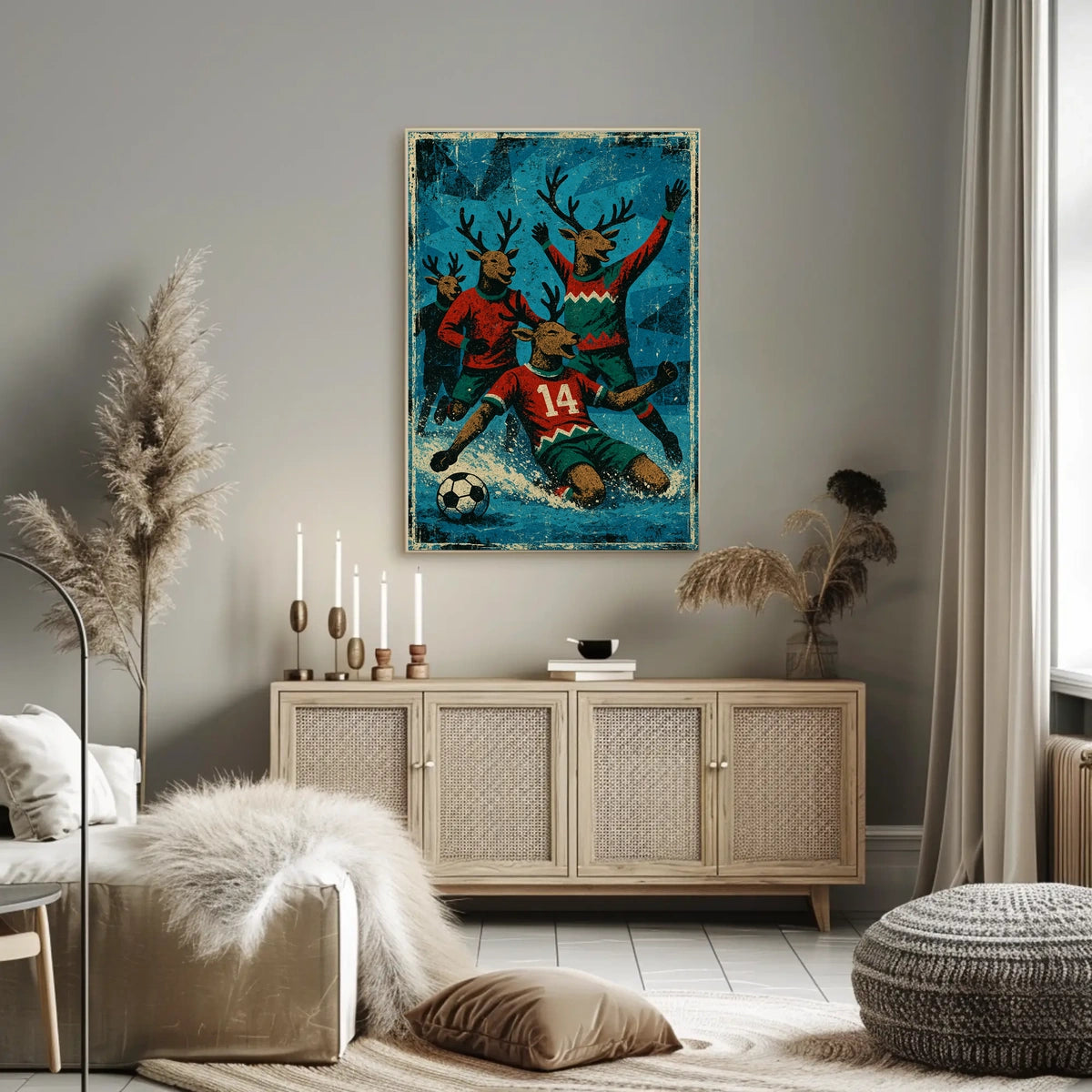 Reindeer Soccer Celebration Poster