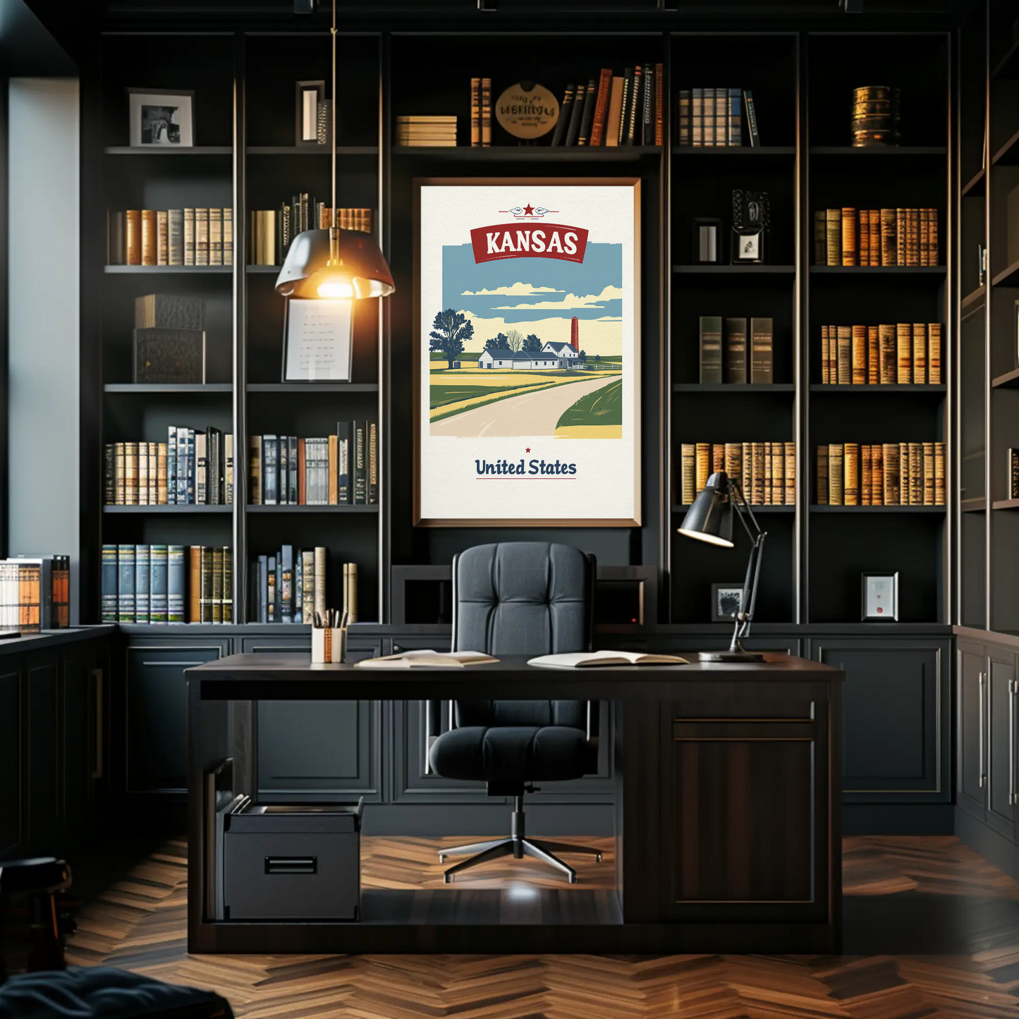 Kansas Country Road Vintage Poster