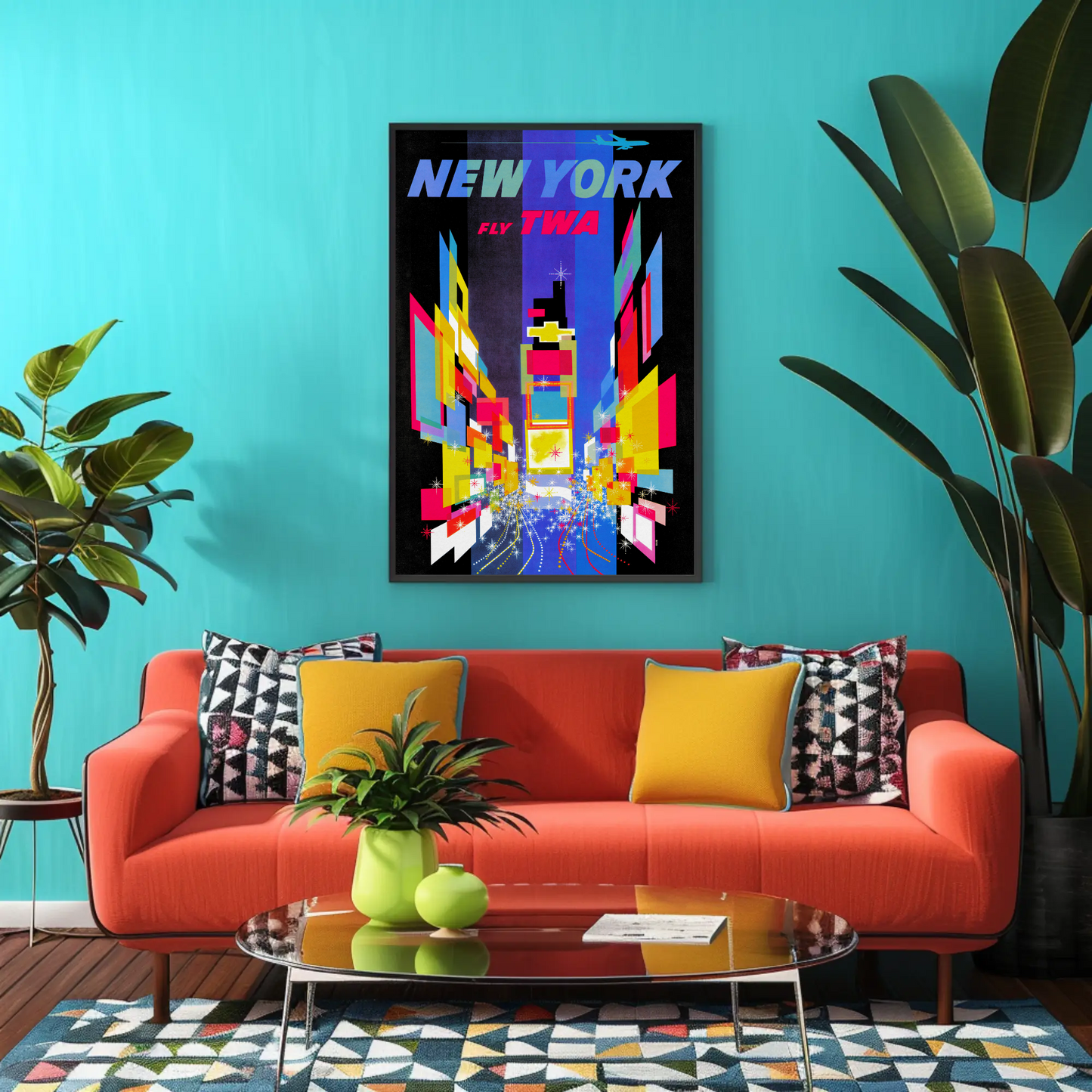 Fly TWA to New York Retro Poster by David Klein (1956)
