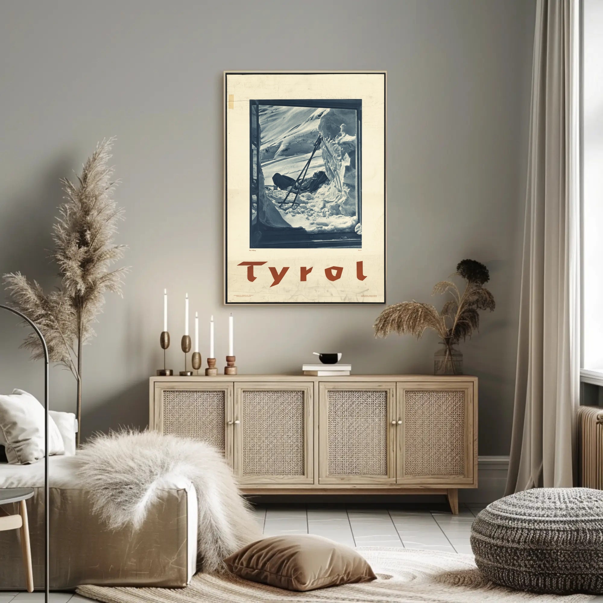 Tyrol Alpine Winter Adventure Monochrome Travel Poster PosterGoat