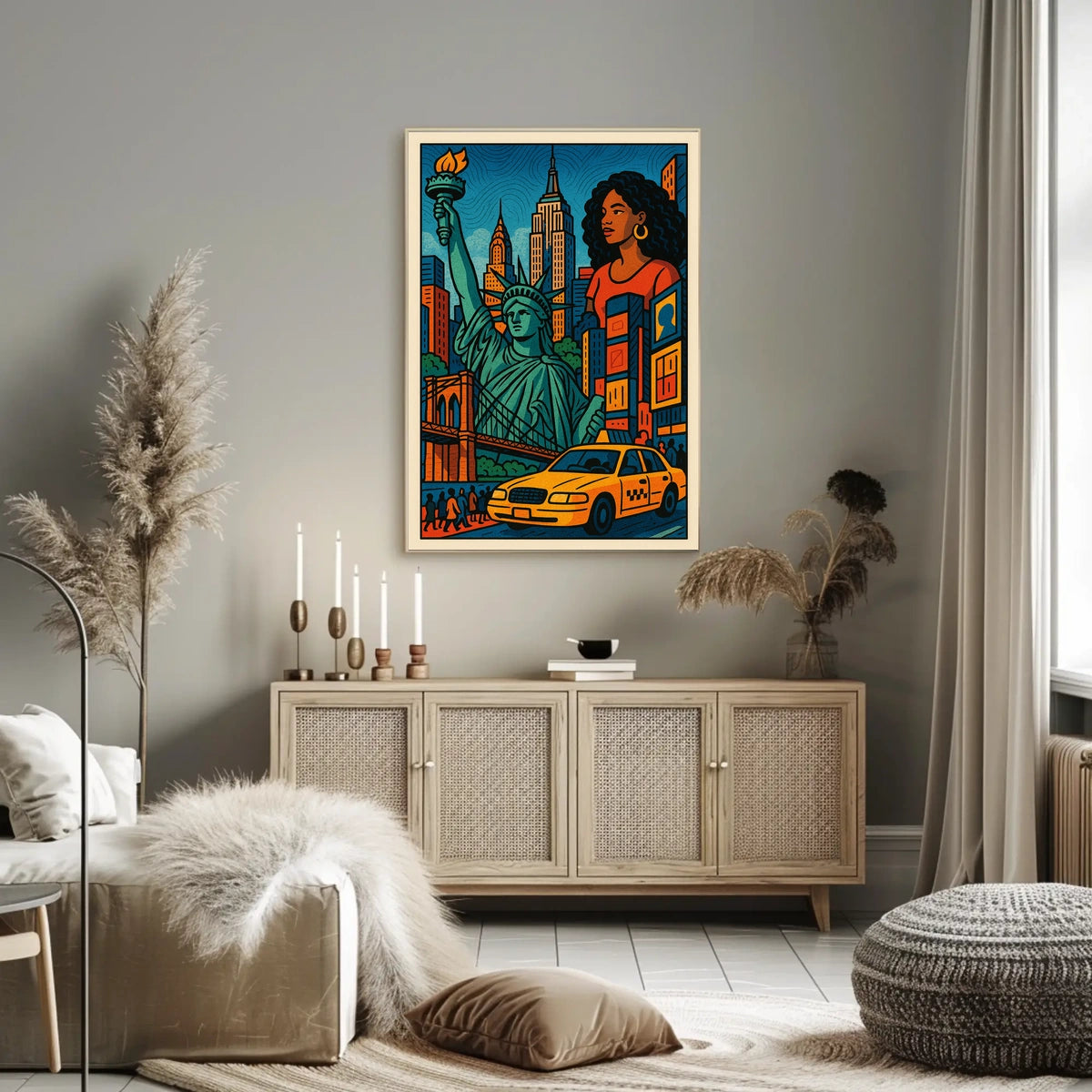 New York City Vibrant Cityscape Poster Abstract Wall Art