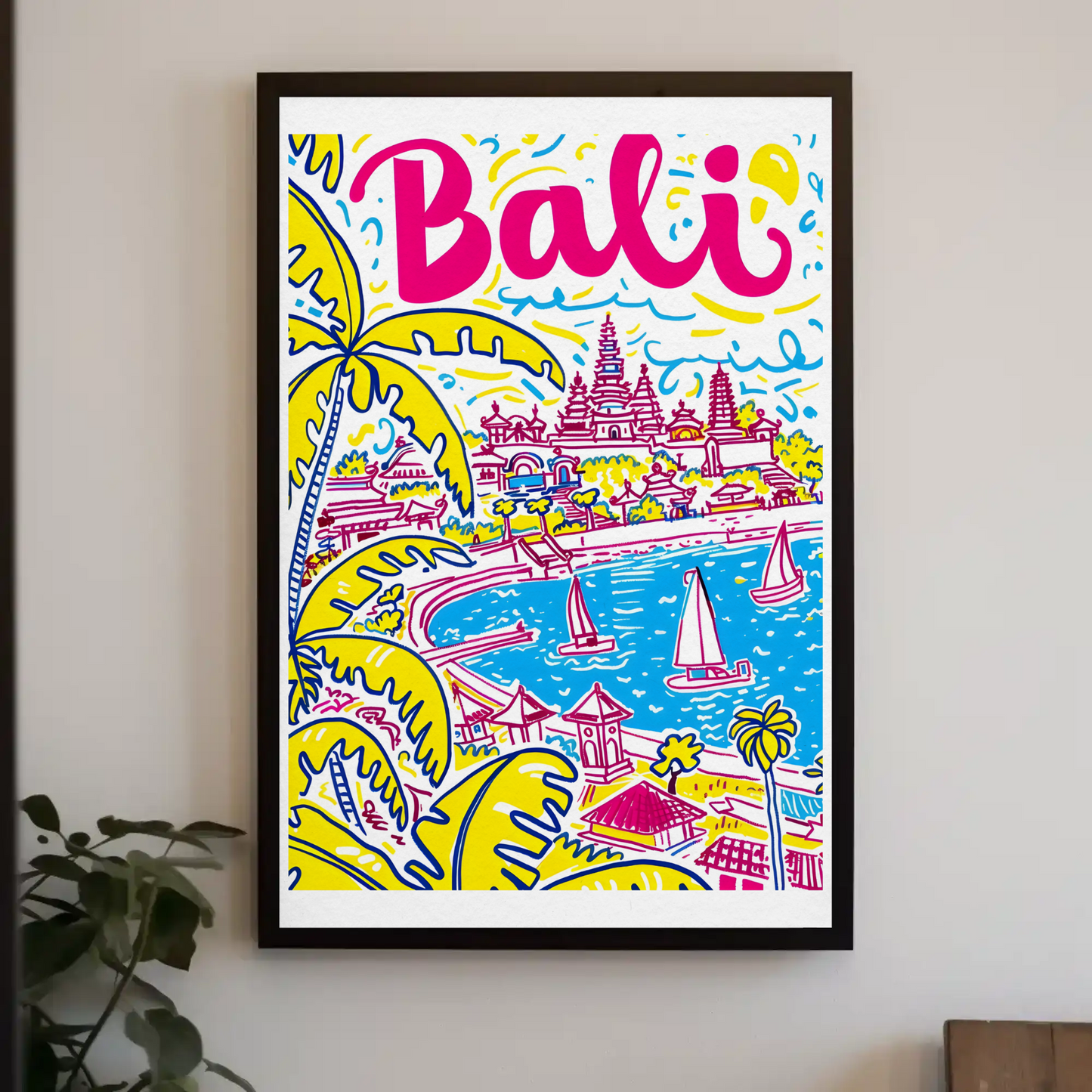 Bali Indonesia Tropical Paradise Ocean Temple Travel Poster