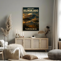 Kilimanjaro Majestic Vintage Travel Painterly Watercolor Nostalgic African Landscape Poster