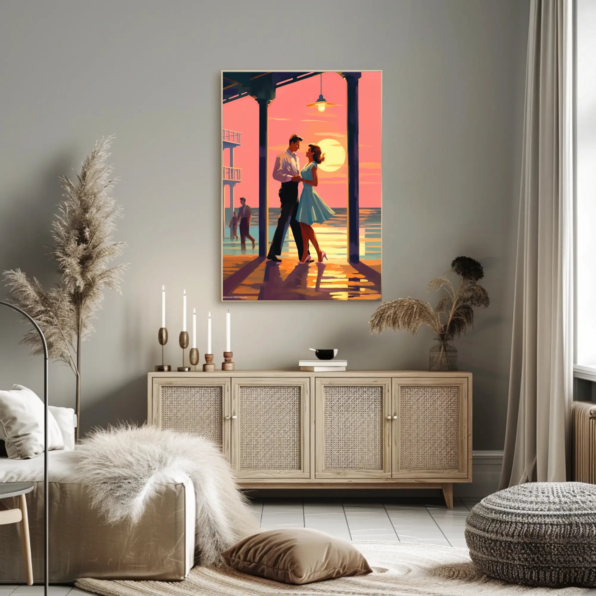 Sunset Romance on the Pier Poster