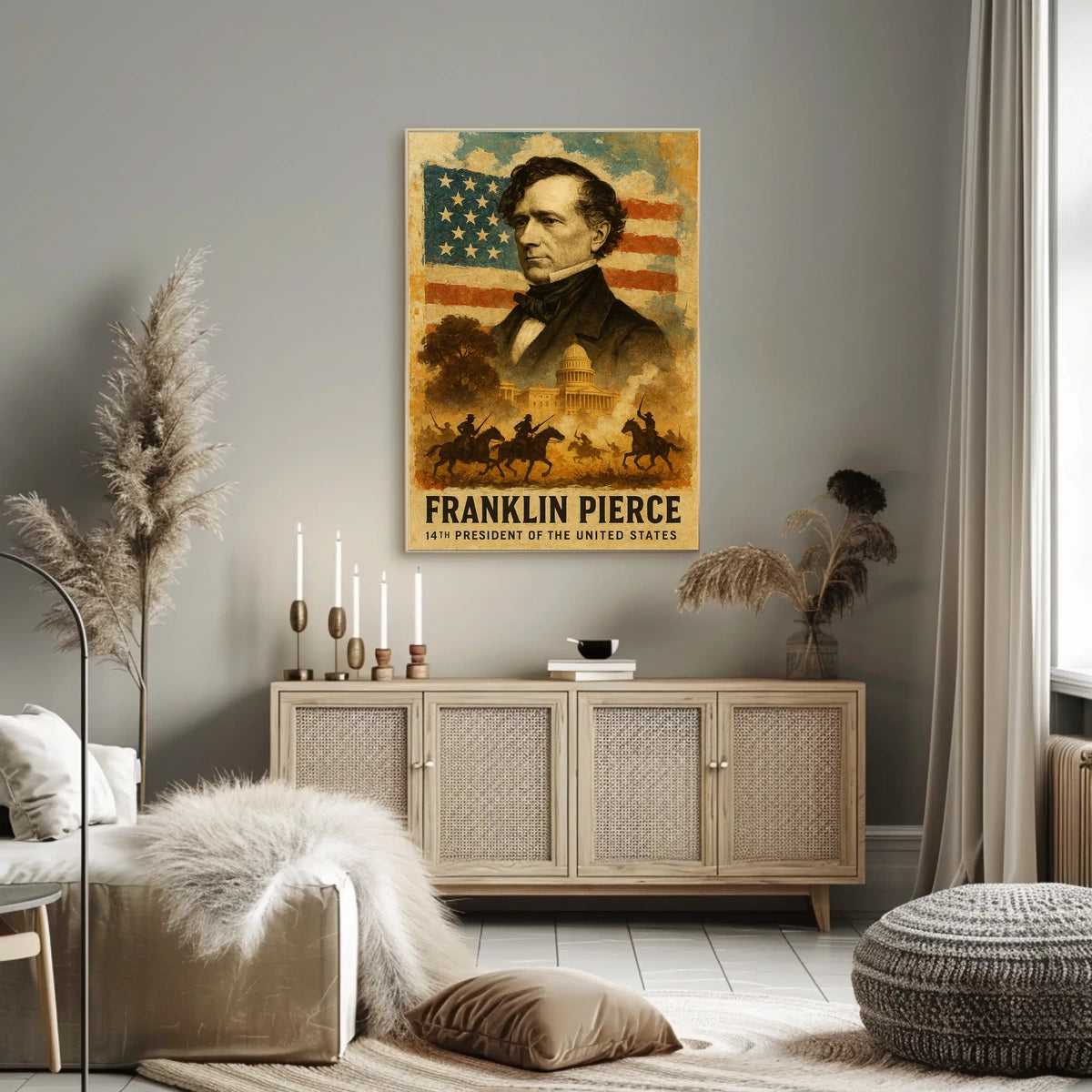Franklin Pierce 14th President of the United States Layered Digital Collage Poster