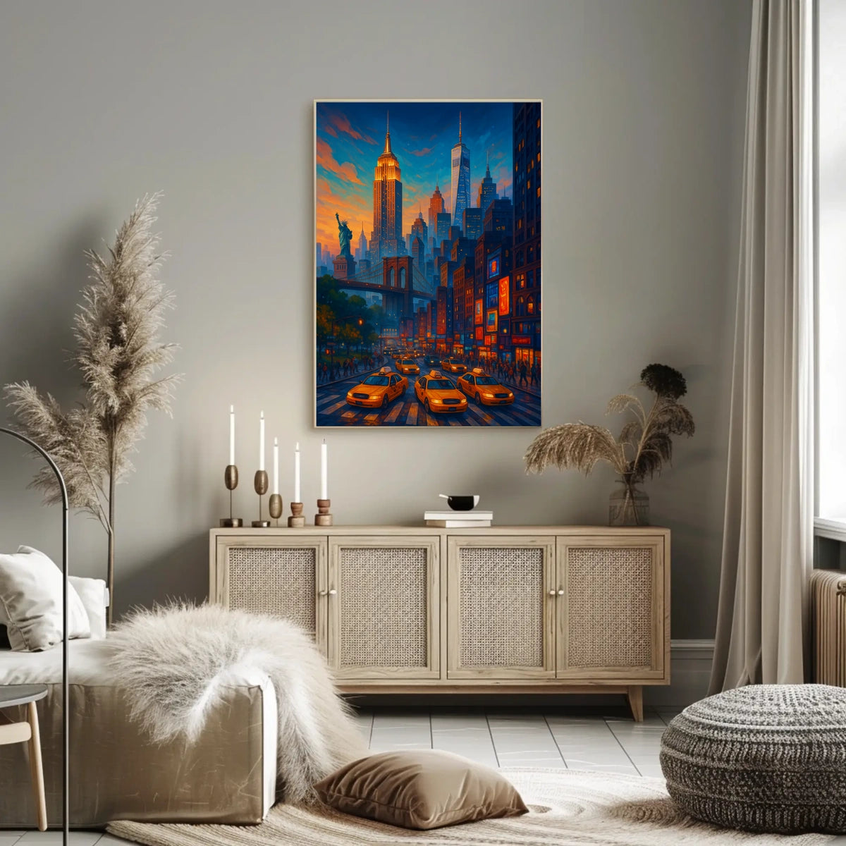 New York City Vibrant Urban Landscape Poster Retro Wall Art