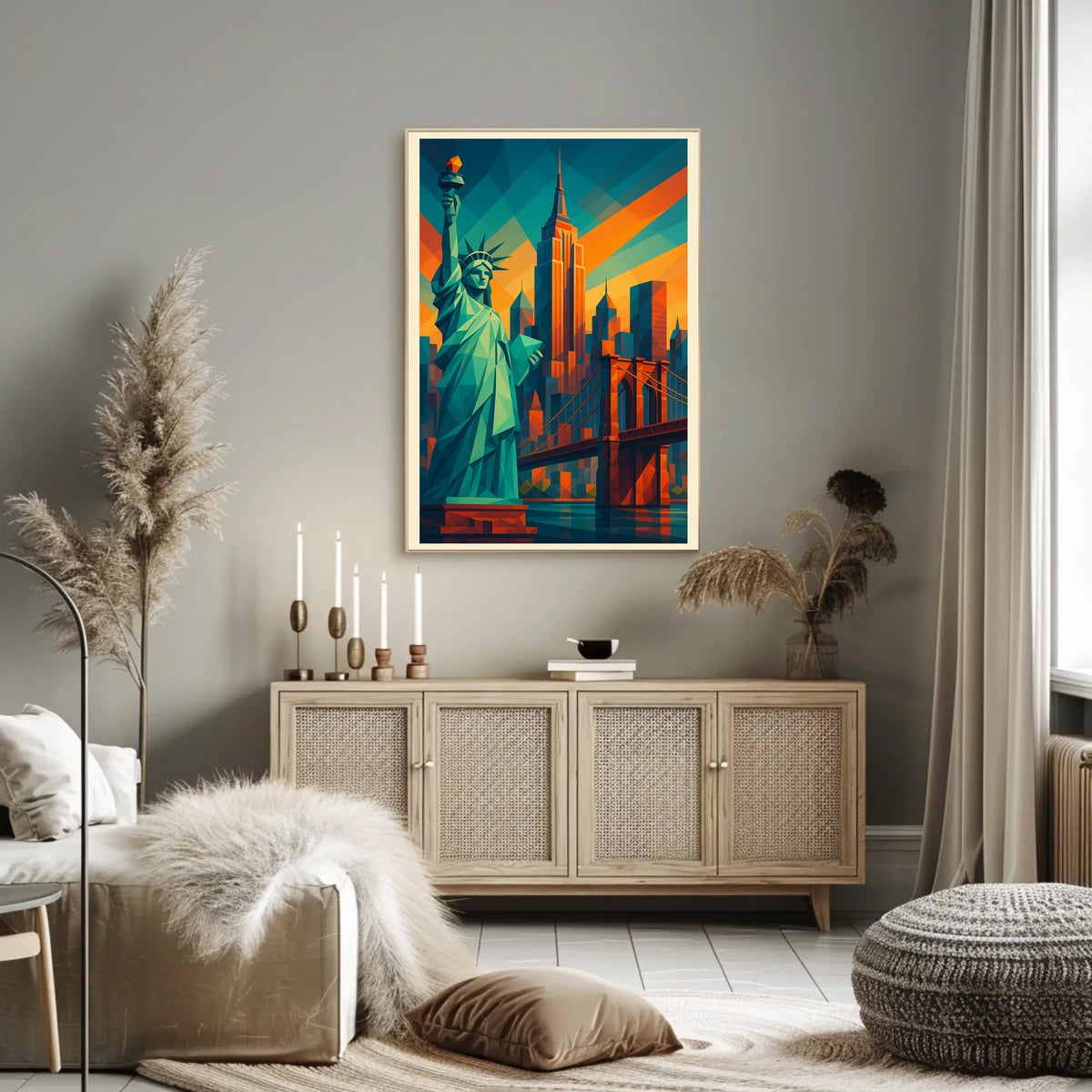 New York City Geometric Skyline Poster Modern Wall Art