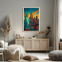 New York City Geometric Skyline Poster Modern Wall Art