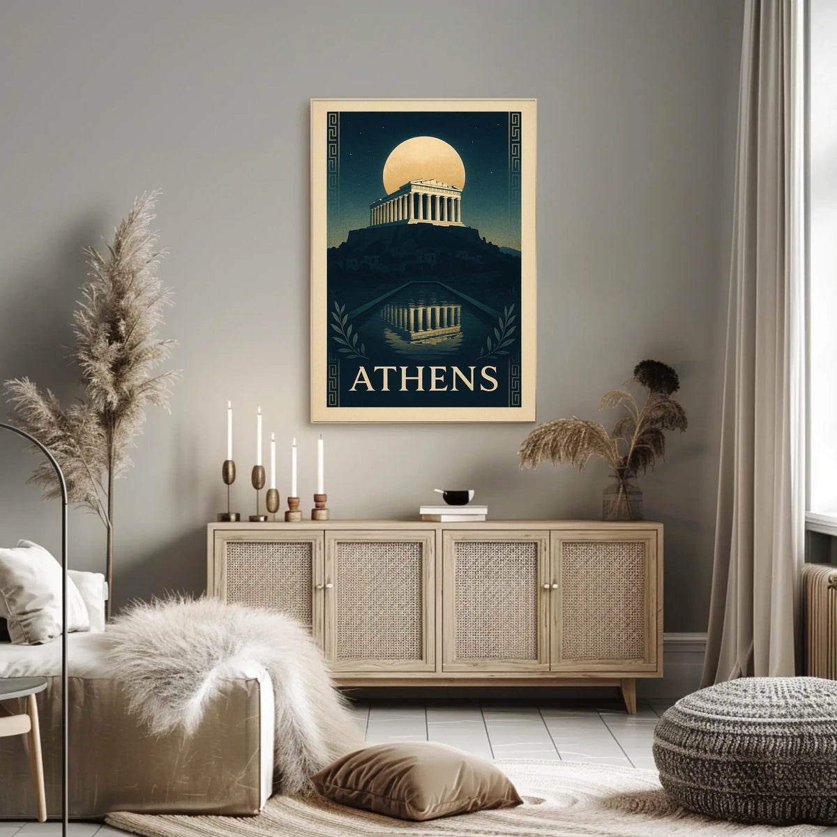 Athens The Parthenon Under Moonlight Poster