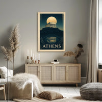 Athens The Parthenon Under Moonlight Poster