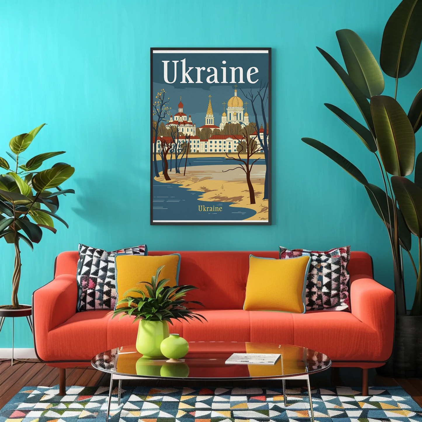 Ukraine Cityscape Vintage Poster
