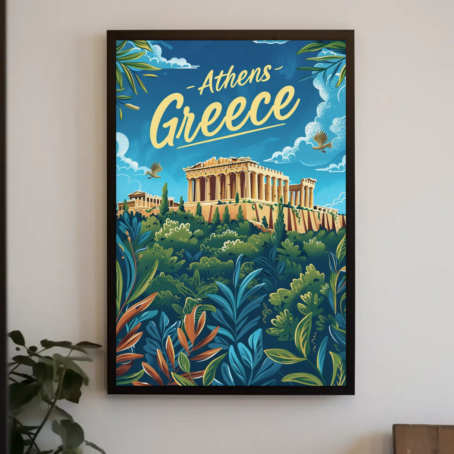 Athens Greece Ancient Acropolis View Travel Poster