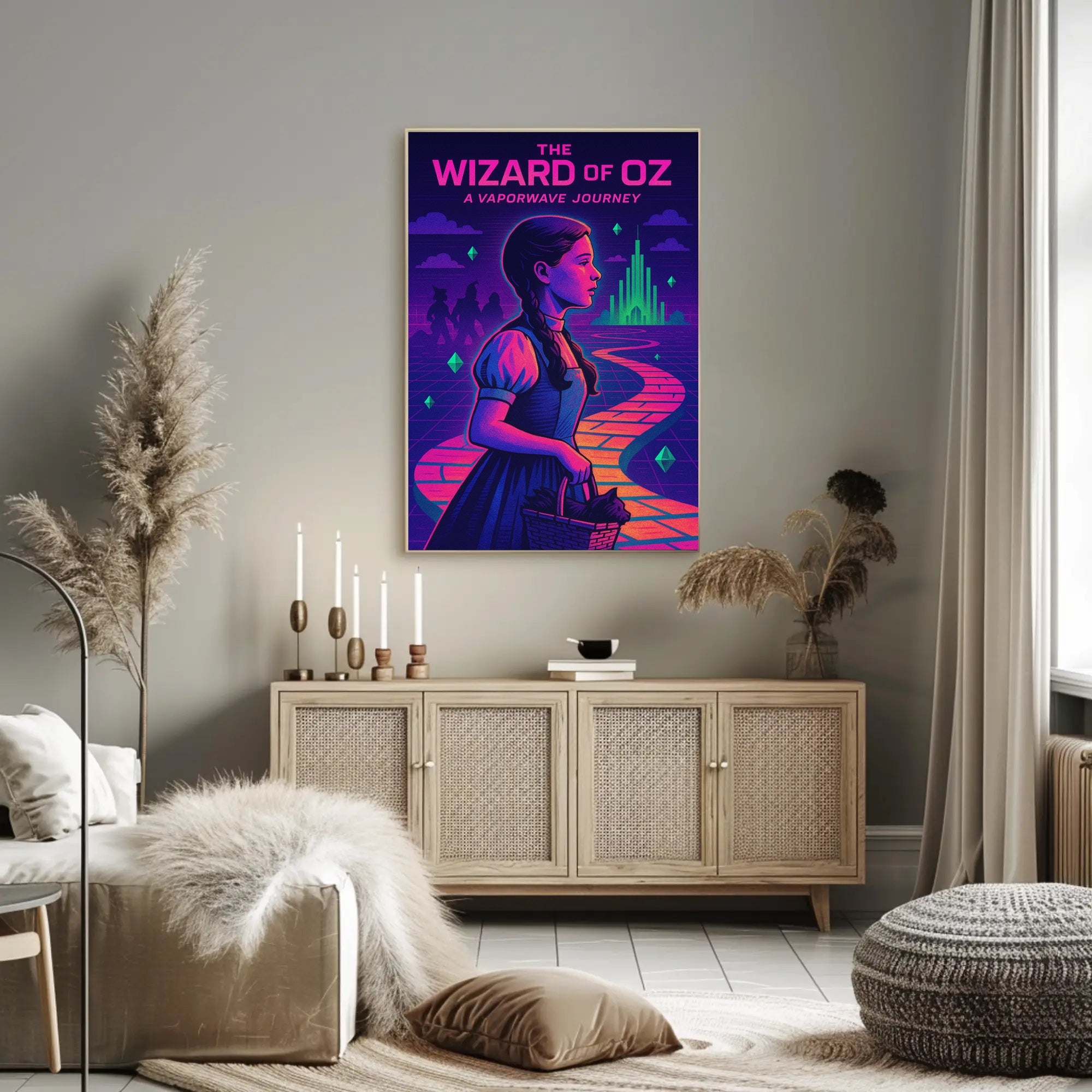 Vaporwave Wizard of Oz Fantasy or Mythology Poster PosterGoat