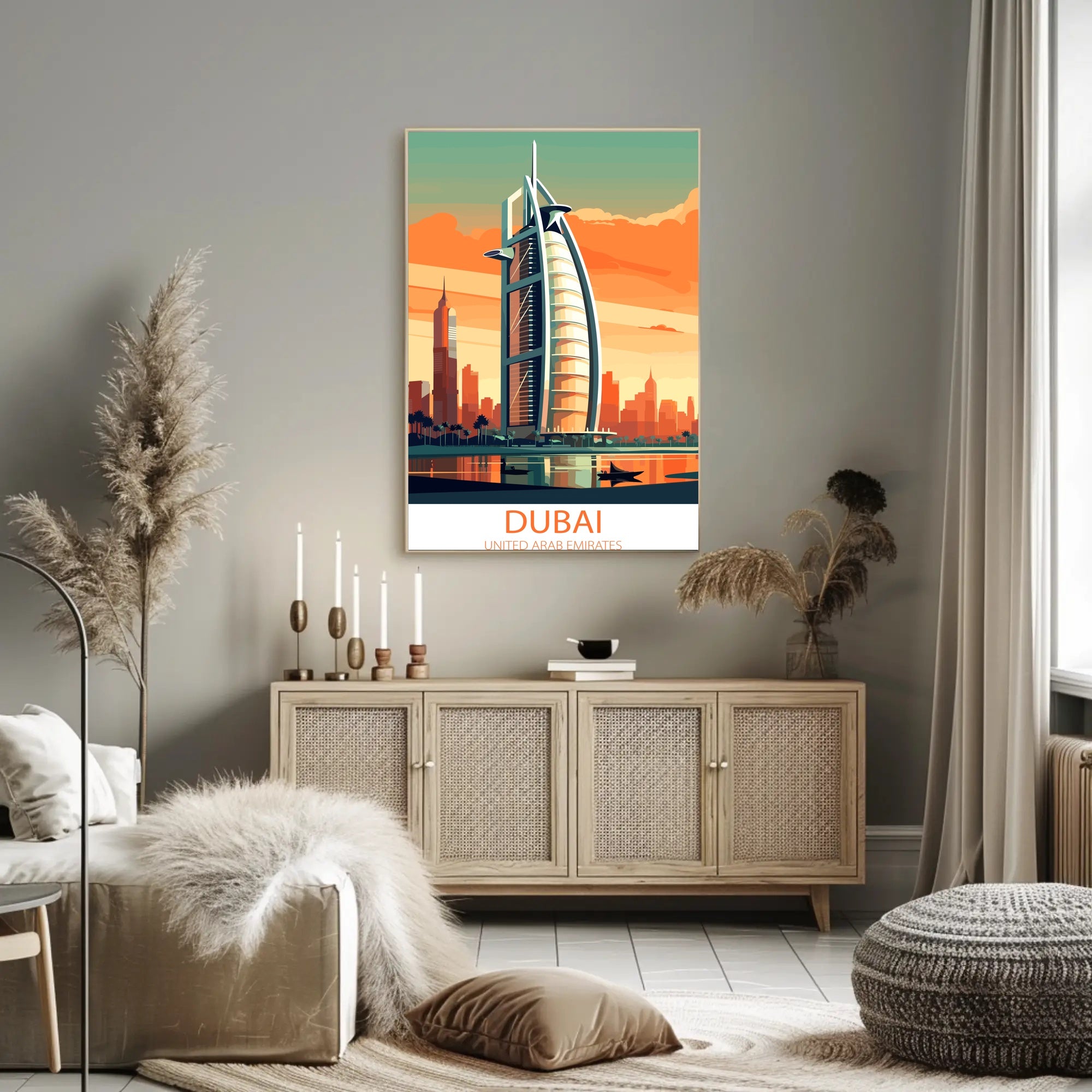 Burj Al Arab Sunset in Dubai Travel Poster