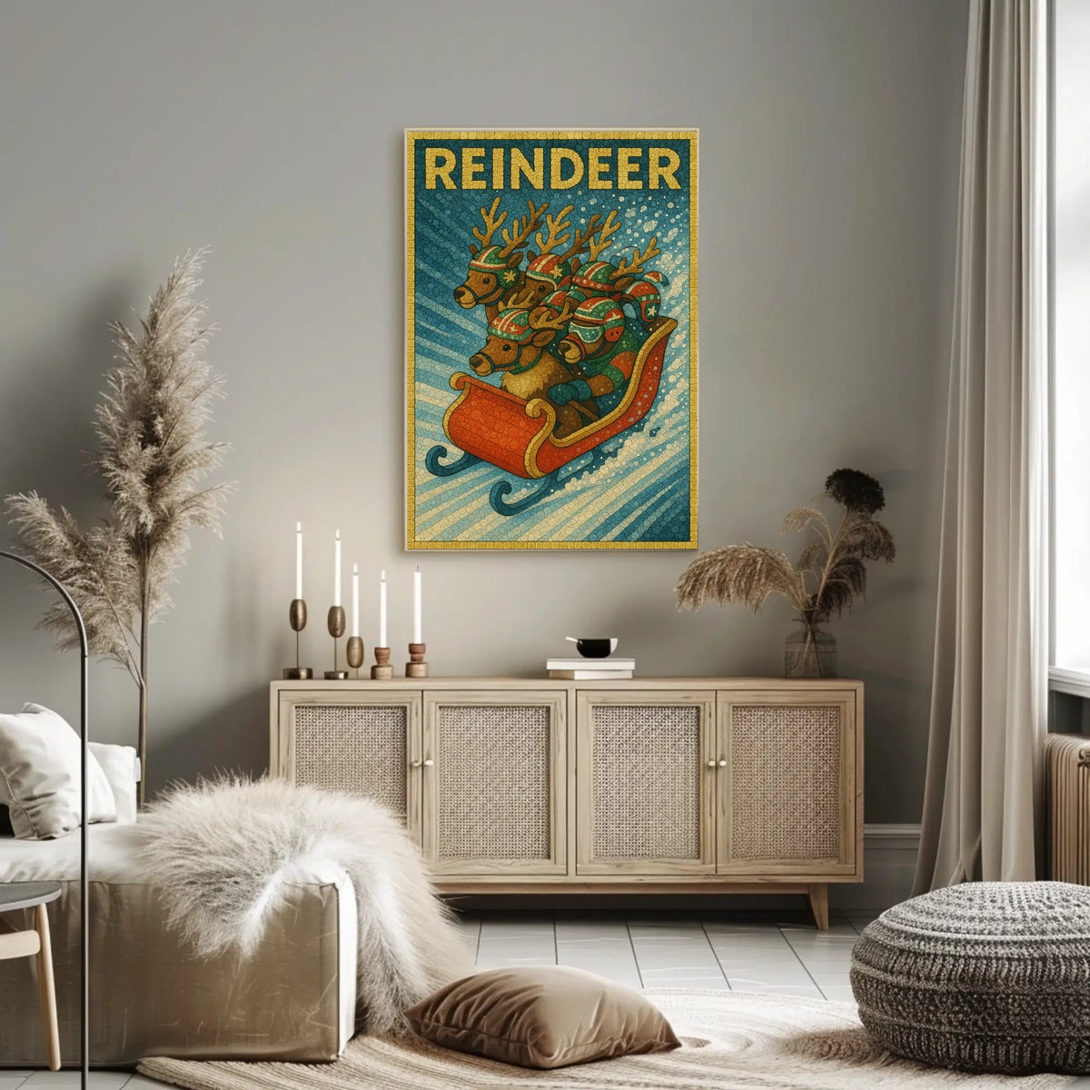 Reindeer Sleigh Ride Poster