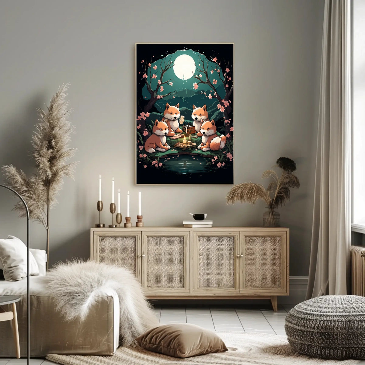 Moonlit Fox Gathering Poster