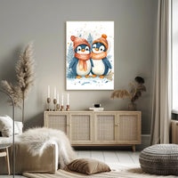 Charming Winter Penguins in Whimsical Animal Poster