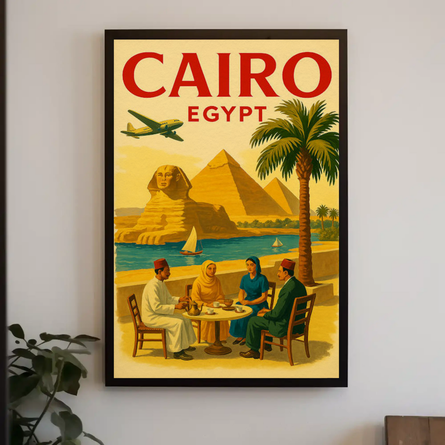 Cairo Egypt Pyramids Sphinx Vintage Culture Travel Poster