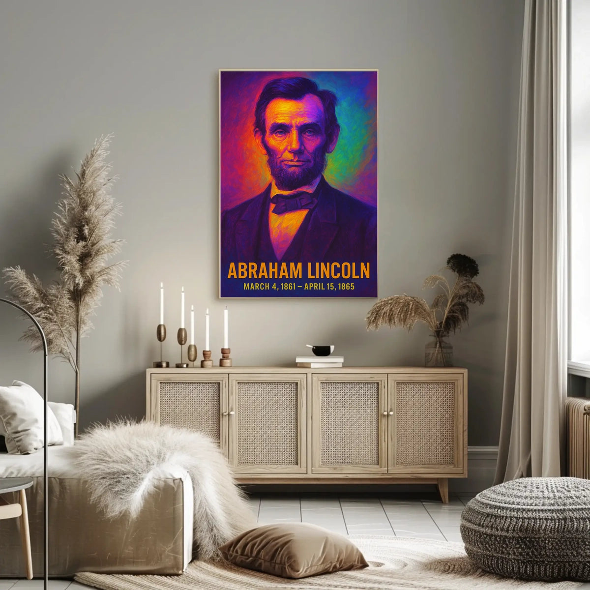 Abraham Lincoln 16th President of the United States Neon Gradient Overlay Poster