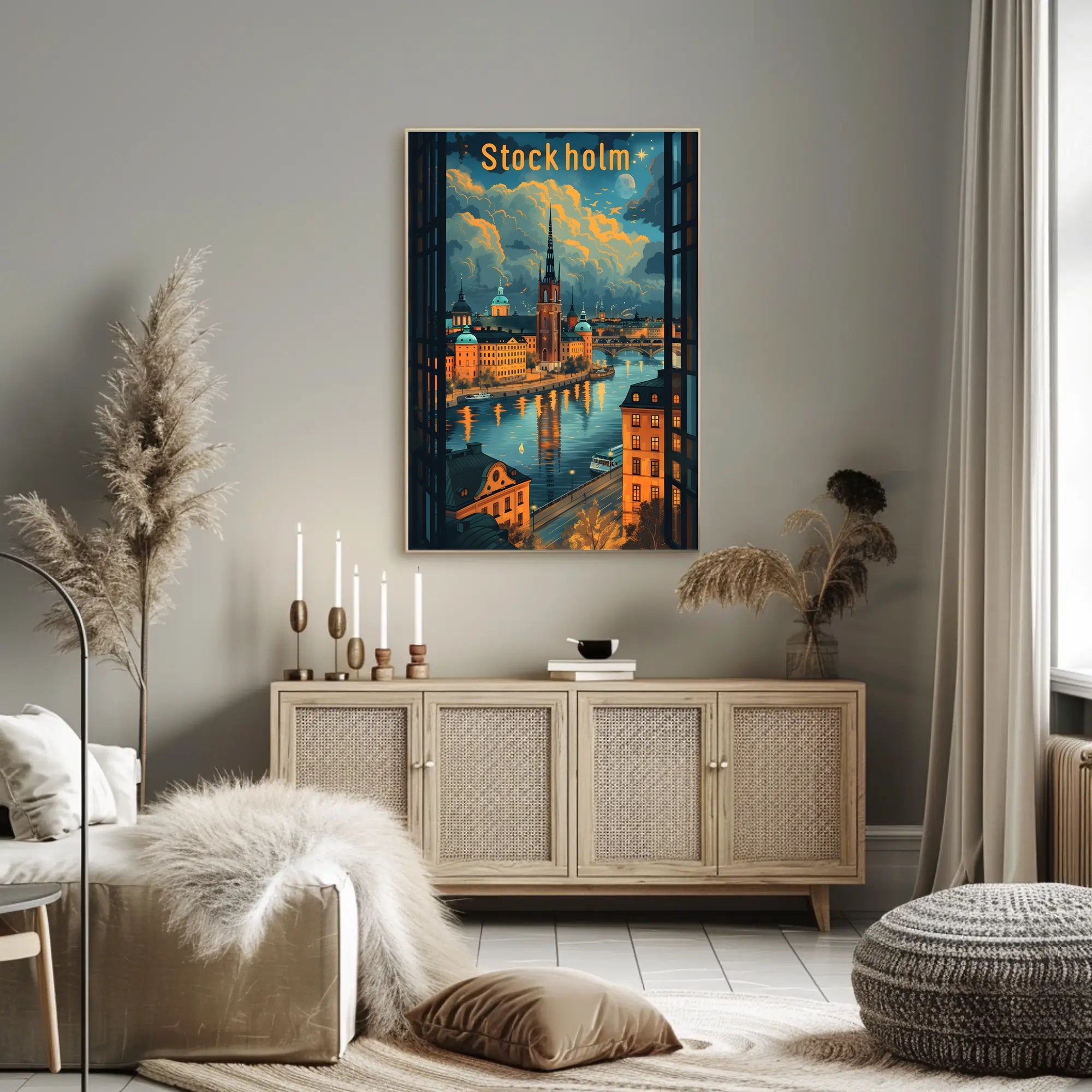 Stockholm Evening Skyline Poster