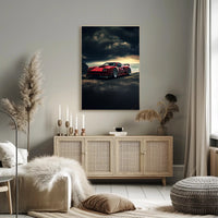 Red Supercar at Sunset Poster PosterGoat